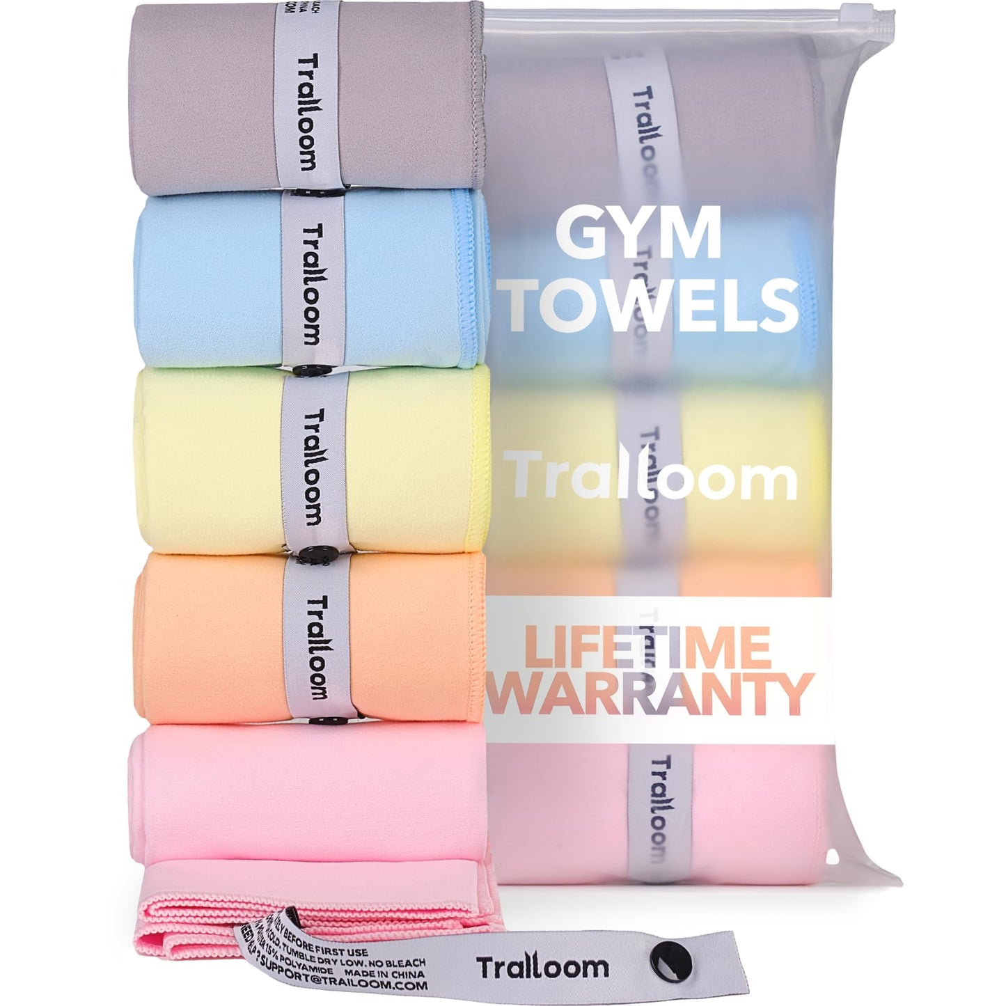 Microfiber Workout Towels (Set of 5, Pastel) – Quick Dry, Odor-Free & Highly Absorbent Gym Towels for Women & Men | Perfect for Hot Yoga, Running, Tennis, Exercise, Camping & Sports