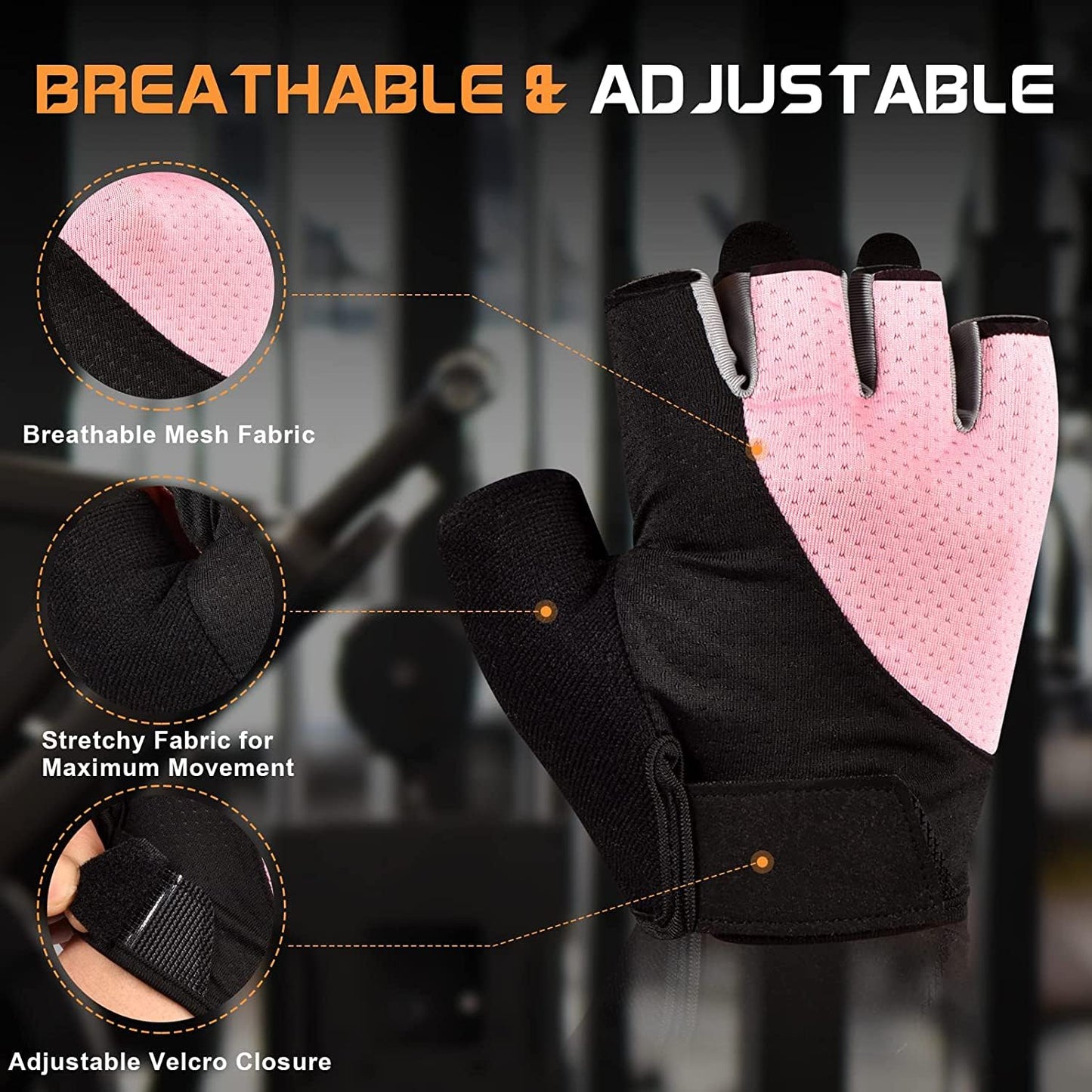Fingerless Breathable Workout Gloves for Weightlifting, Cycling, and Gym Exercise