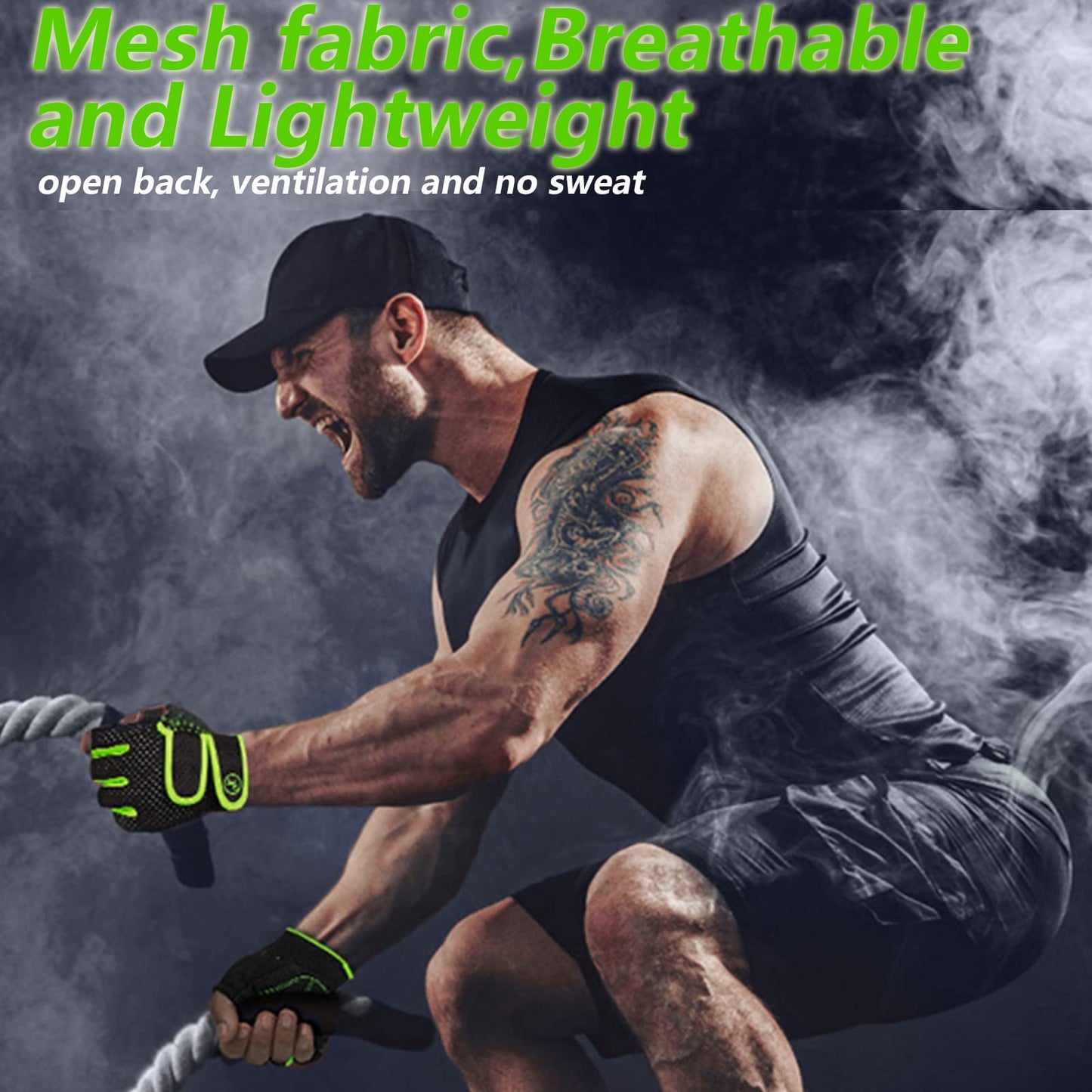 Padded Weight Lifting Gloves for Men and Women, 3MM Gel Fingerless Grip Gym Gloves for Weightlifting, Cycling, and Rowing