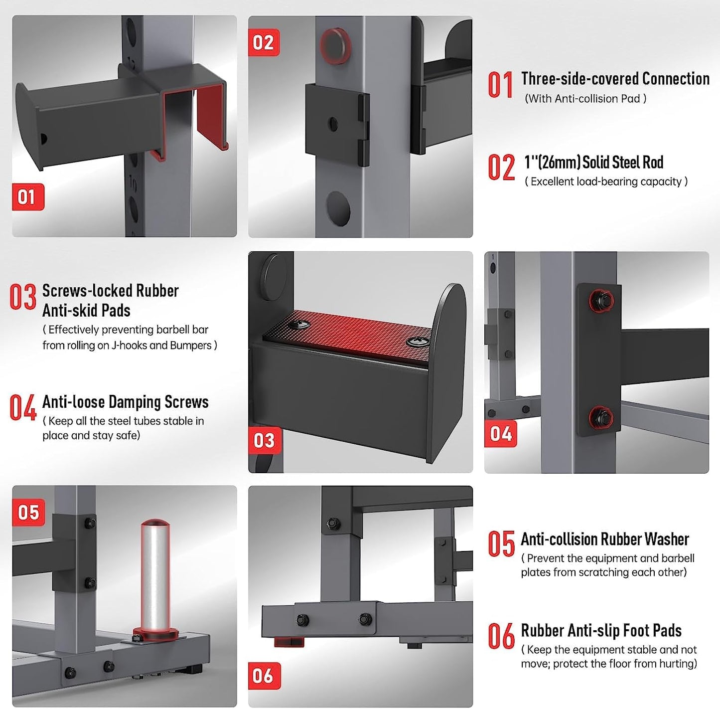 PASYOU Home Gym Squat Rack – Supports 1800 lbs Bumper Plates and 600 lbs J-Hooks, Model SR30