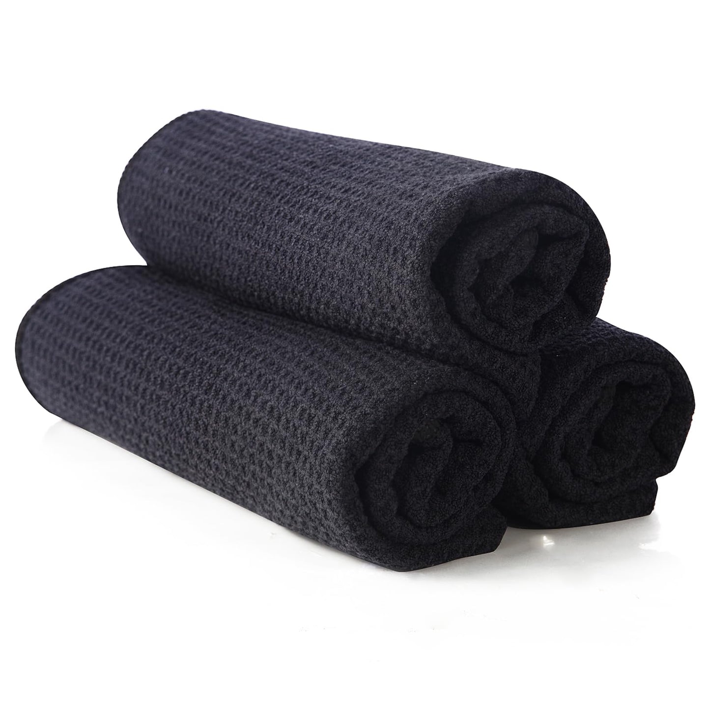 Microfiber Gym Towel Set (3 Pack, Pure Black) – Super Soft, Quick-Drying, and Absorbent Towels for Men & Women – Perfect for Fitness, Yoga, Cycling, and Swimming