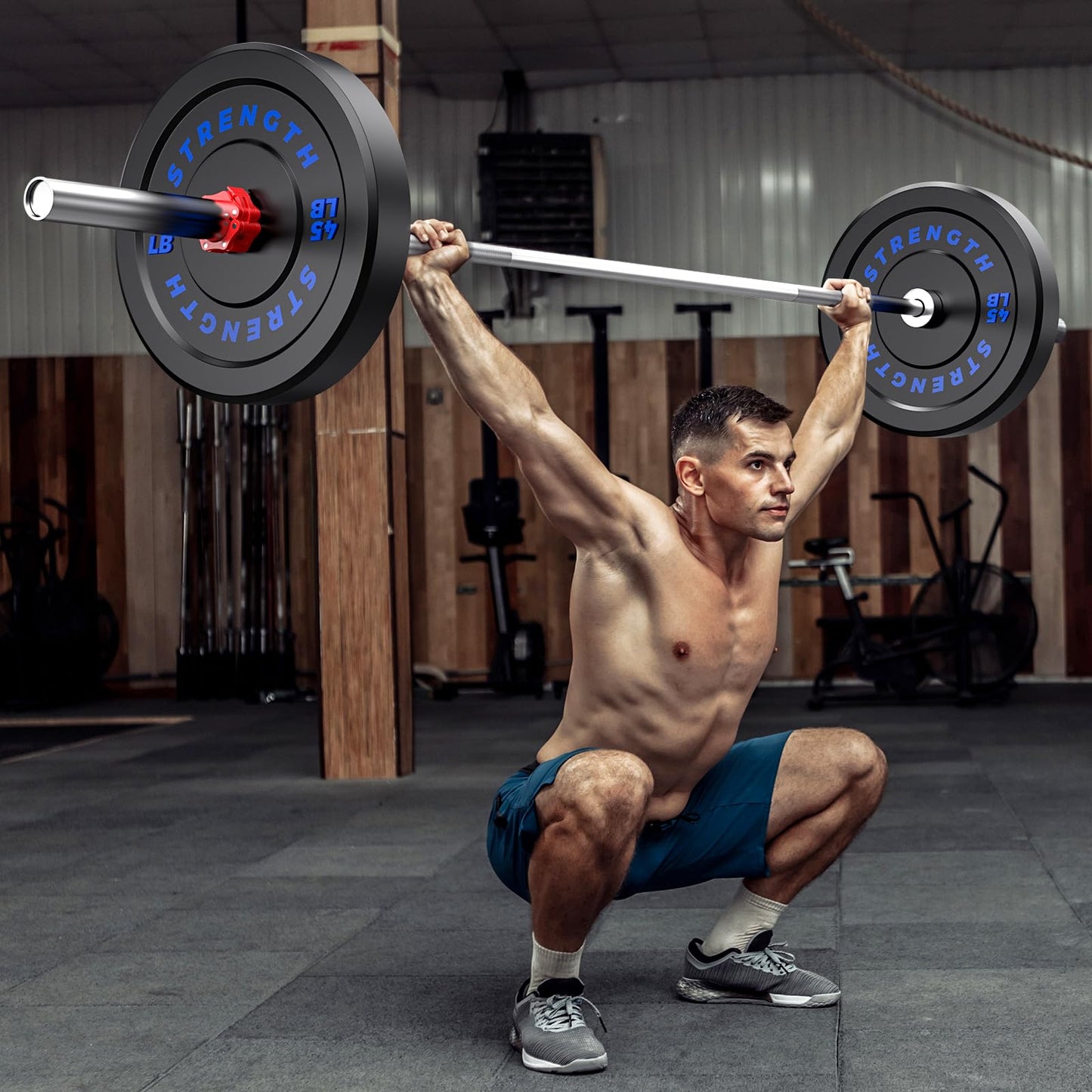 Olympic Rubber Bumper Weight Set – 2-Inch Barbell Plates for Home Gym Strength Training, Durable Rubber Coated Weight Plates for Powerlifting, Weightlifting, and Full Body Workout Equipment