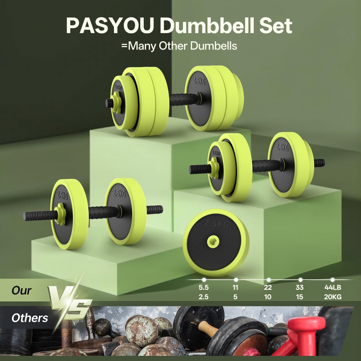 Adjustable 4-in-1 Dumbbell Set with Connector, Converts to Barbell, Kettlebell, Push-Up Stand and Ab Roller for Home Gym Workouts