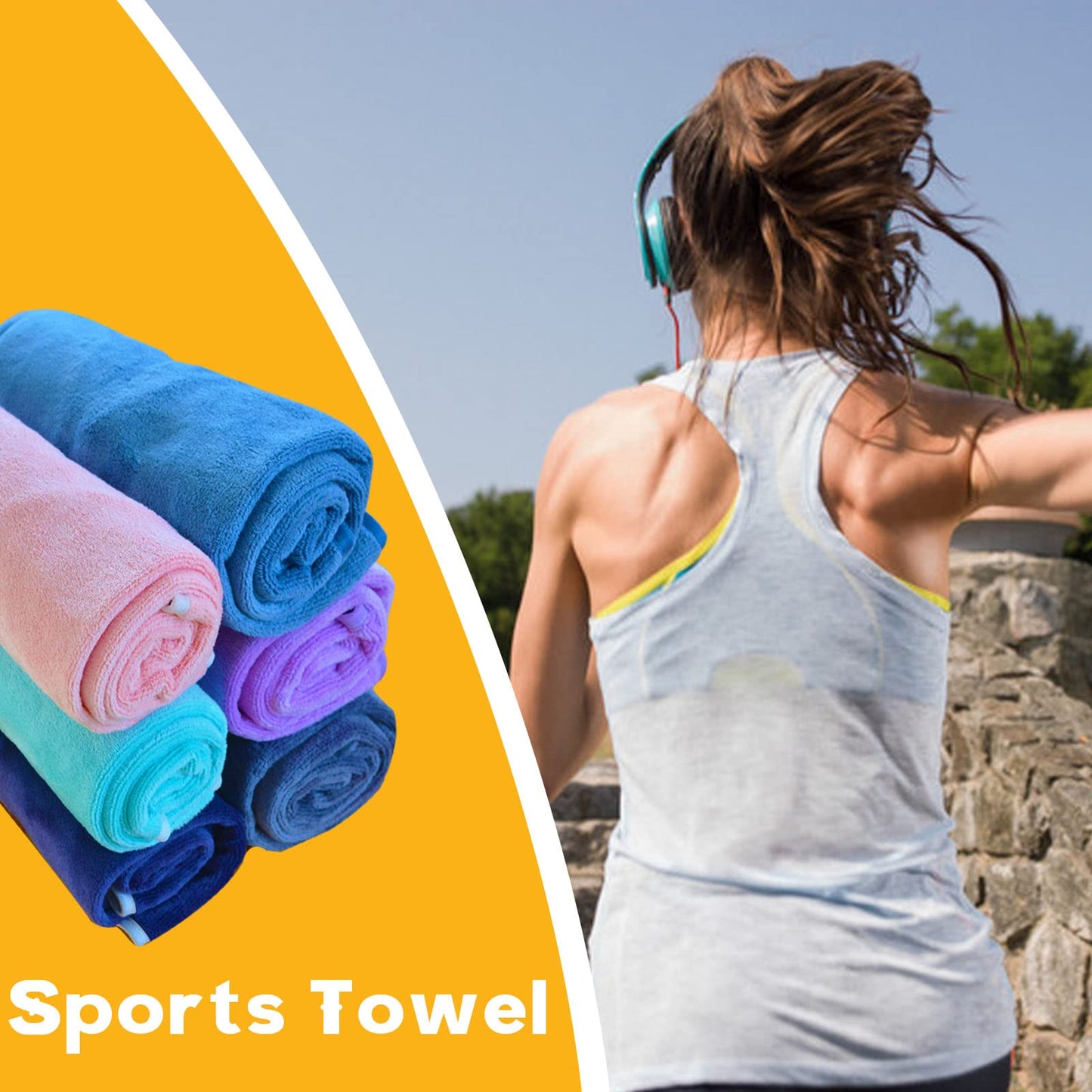Microfiber Gym Towels (3 Pack, Grey+Blue+Purple) – Large 15"x31" 380-GSM Super Soft, Quick-Drying Towels for Exercise, Fitness, Sports & Workouts