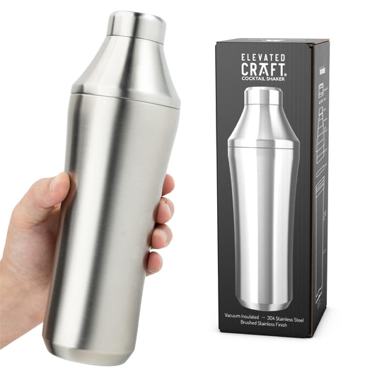 Elevated Craft Hybrid Cocktail Shaker - 28oz Premium Vacuum Insulated Stainless Steel Martini Shaker with Built-in Measuring System - Professional Cocktail Shaker for Home Bartenders