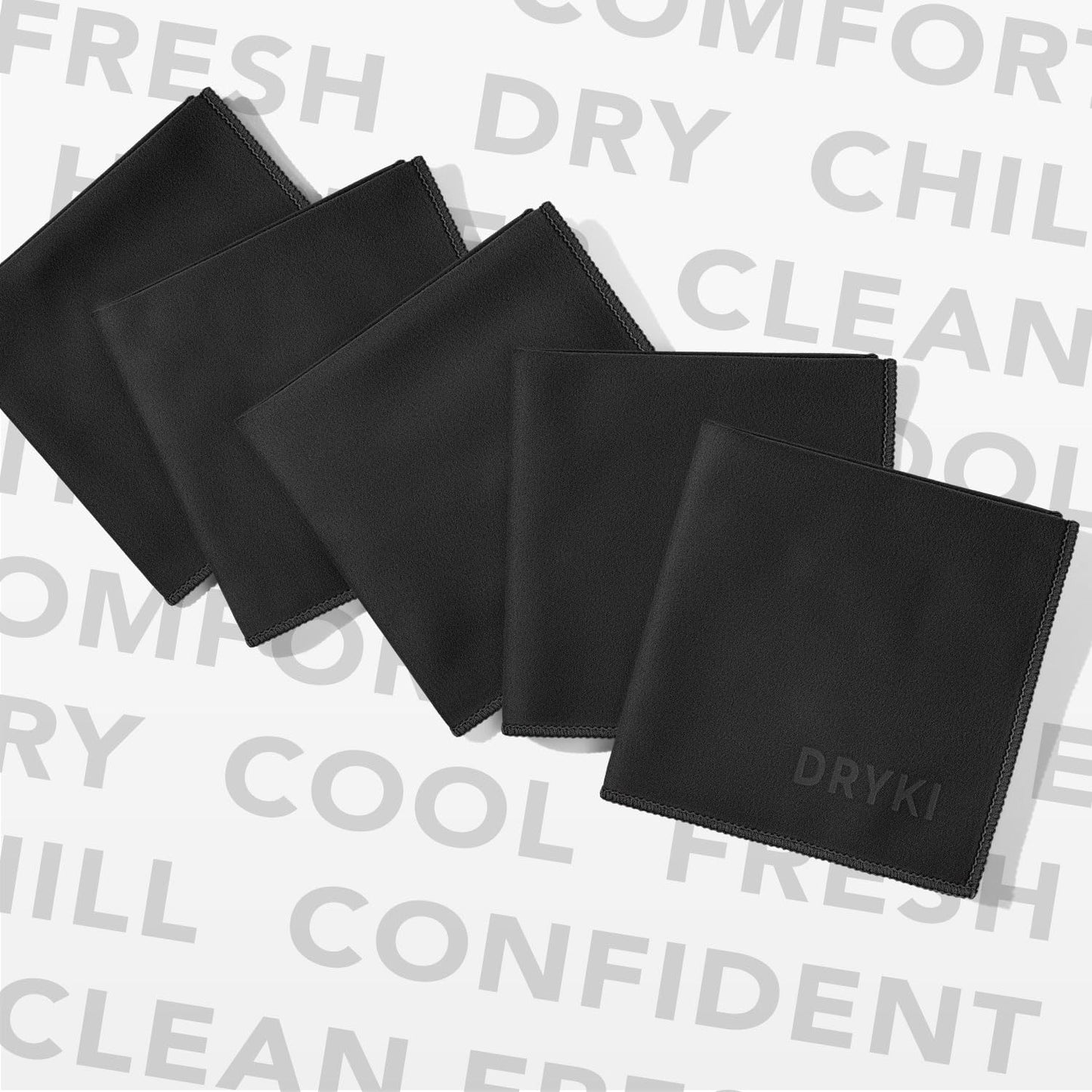 Sweat Absorbing Handkerchiefs (5 Pack, Black) – The Original Pocket-Sized Sweat Towels | Quick-Dry Microfiber Sweat Rags for Face, Hands & Body | Ideal for Gym, Sports, Running & Work – For Men & Women