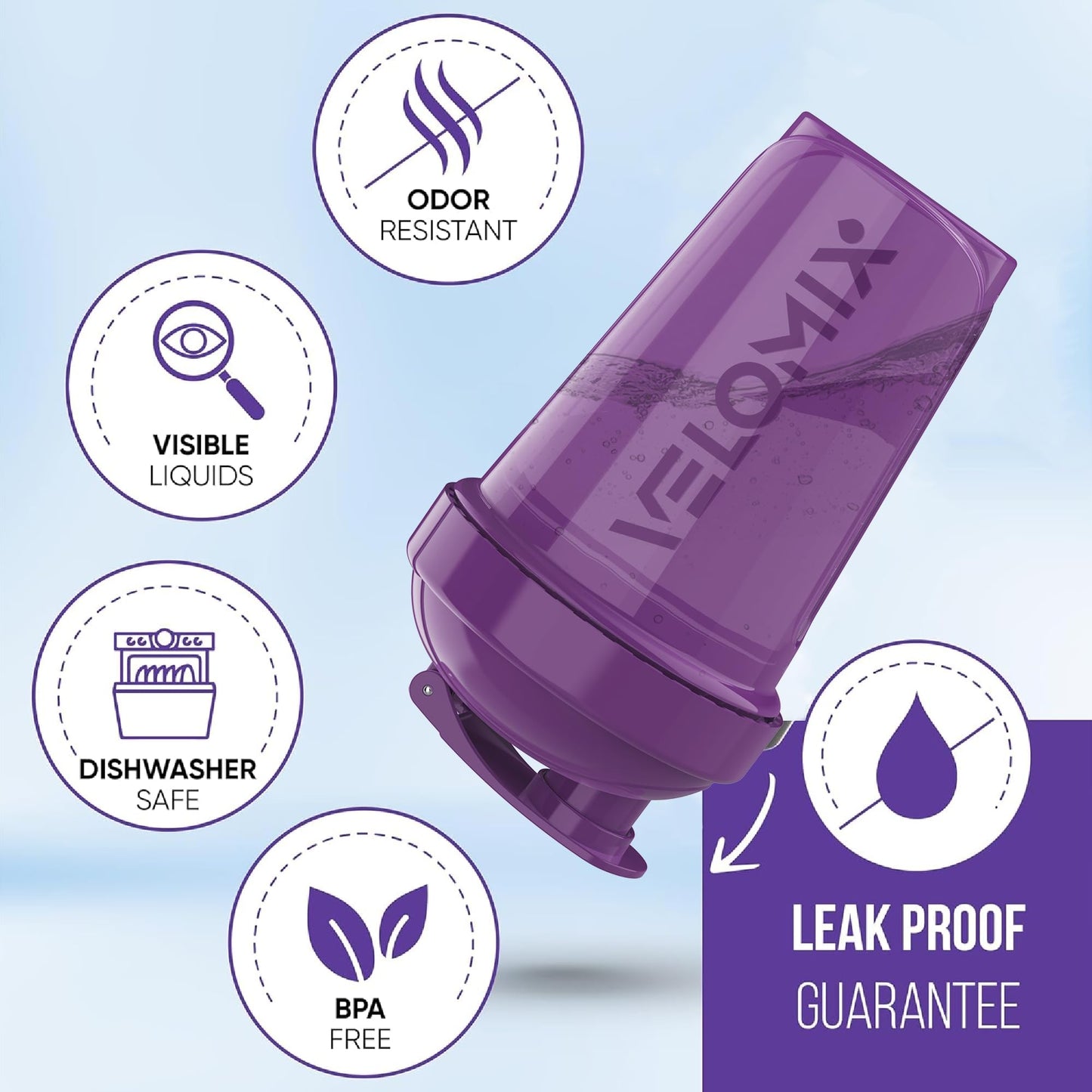 VELOMIX -6 PACK- 20 oz Protein Shaker Bottles for Protein Mixes | Leak-Proof Small Shaker Cups with Wire Whisks | Durable Protein Shake Bottle Pack for Gym, Fitness, and Smoothies (Nature Tones Series)