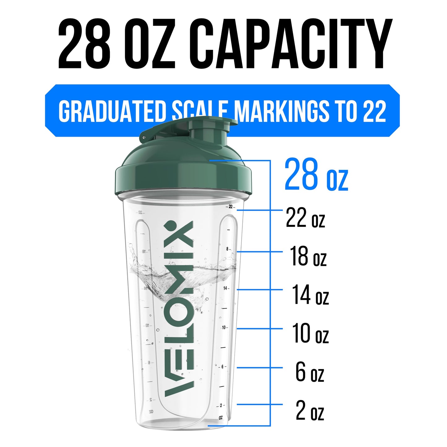 VELOMIX Protein Shaker Bottle 6-Pack (28oz) – Includes 6 Wire Whisks | Leak-Proof Shaker Cups for Protein Shakes & Pre-Workout Drinks | Durable Mixing Bottles for Gym, Fitness, and Smoothies (Muted Clarity)