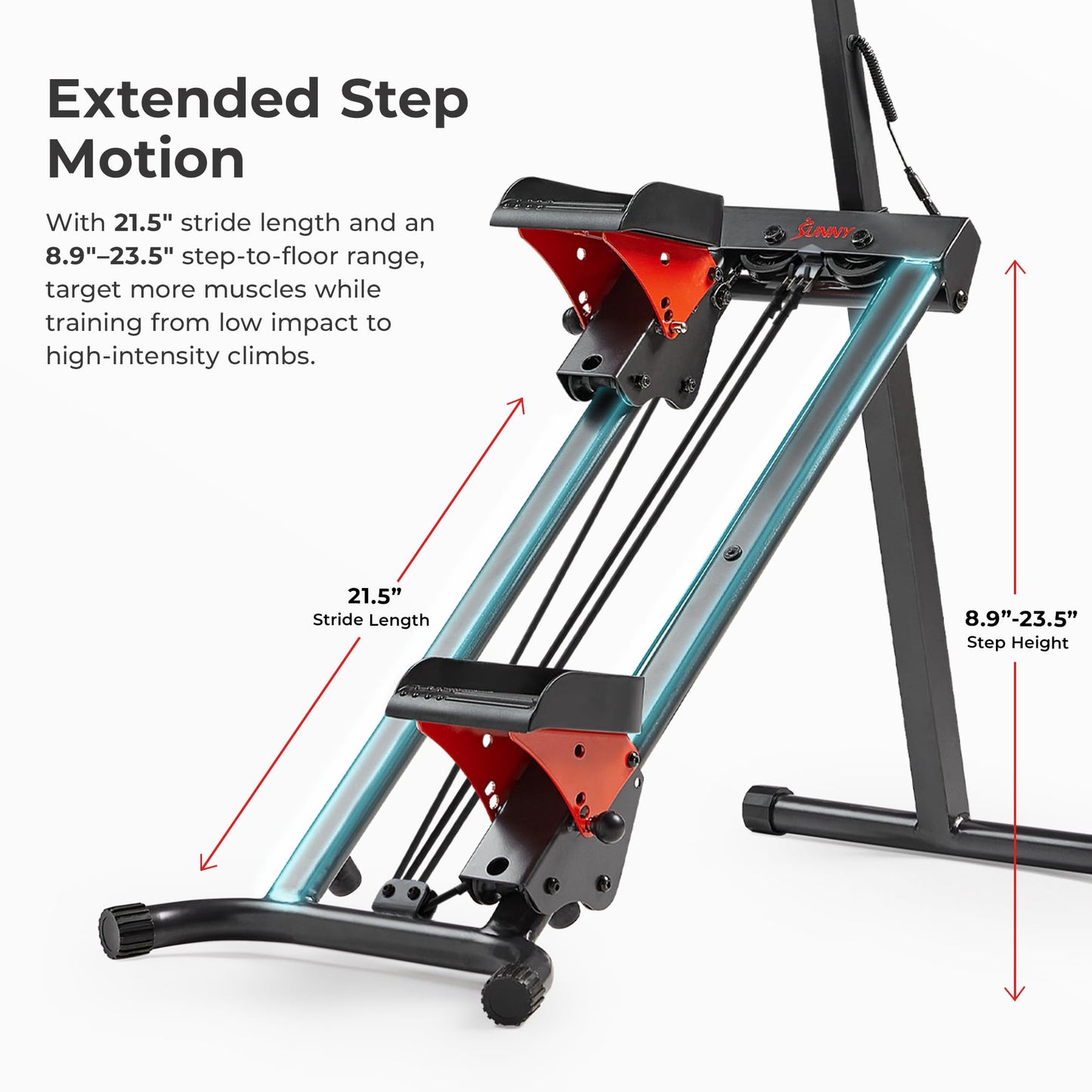Stair Stepper with Handlebar, Extended Step Range Climber Machine for Legs, Core & Glute Workouts, App Compatible