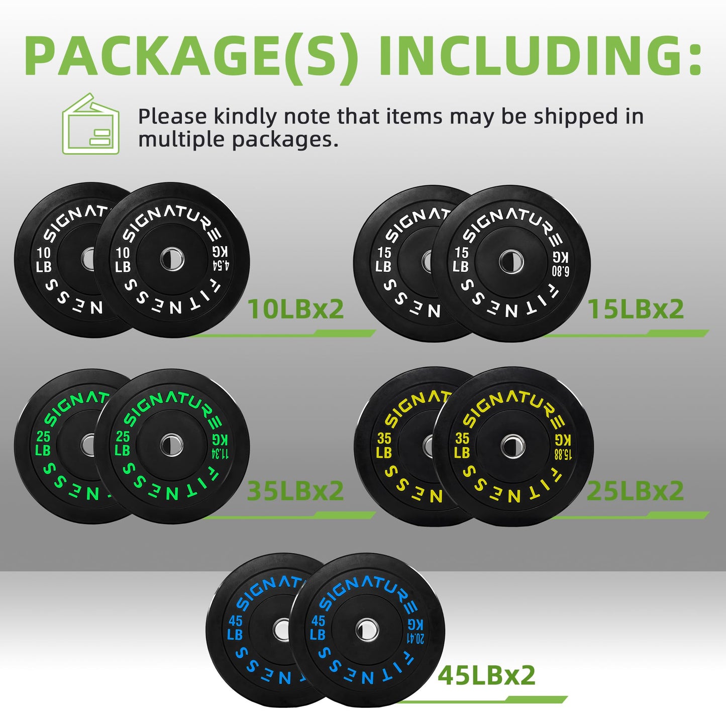 Olympic Bumper Plates Set 2", Weight Plates for Strength Training and Weightlifting, Available in Pairs or Sets with Barbell
