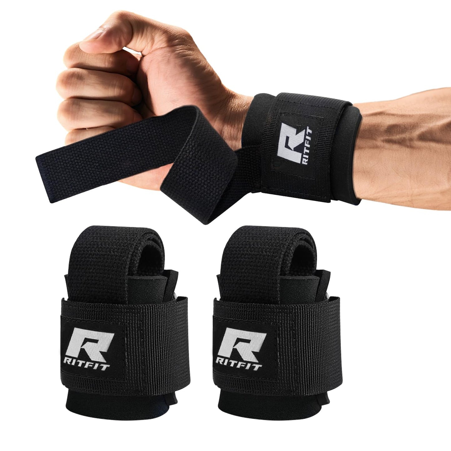 Wrist Straps for Weightlifting, RitFit Lifting Wraps for Wrist Support in Gym, Bodybuilding, MMA, Powerlifting, and Strength Training, Men and Women