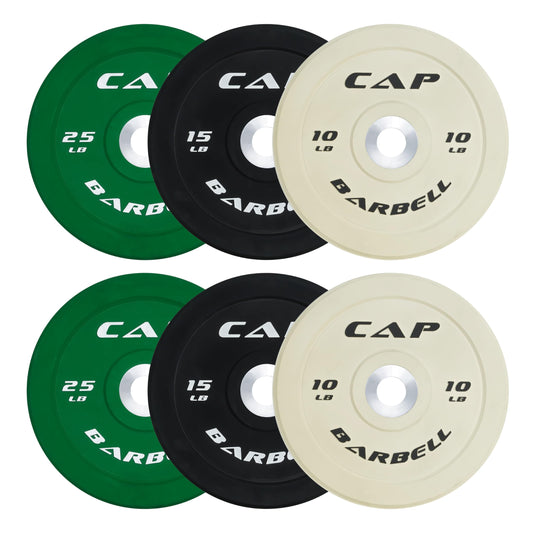 CAP Barbell 2-Inch Olympic Bumper Plate Set, 100–370 lbs – Rubber-Coated Plates for Strength Training, Powerlifting, and Weightlifting | Multiple Options