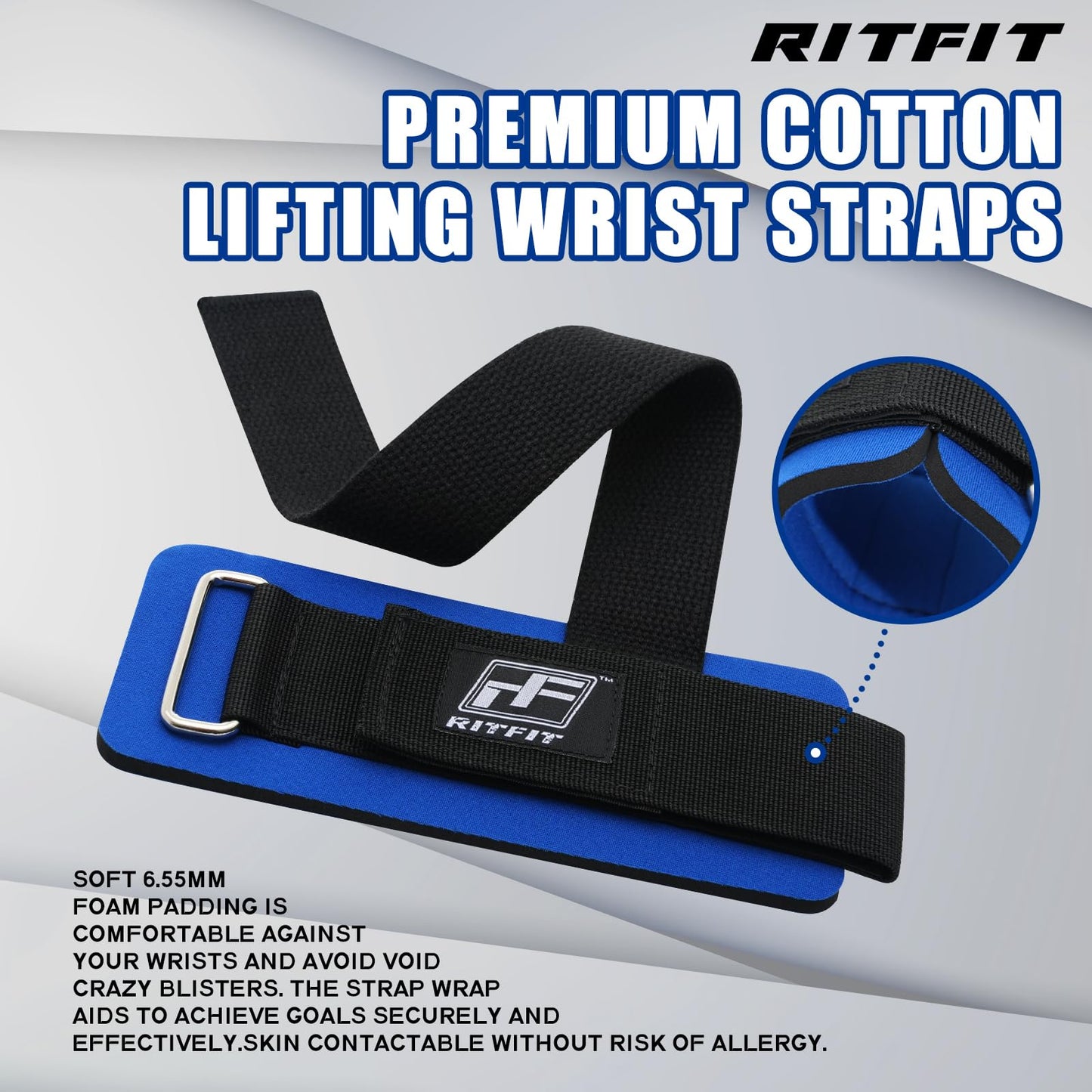 Wrist Straps for Weightlifting, RitFit Lifting Wraps for Wrist Support in Gym, Bodybuilding, Powerlifting, MMA, and Strength Training, Men and Women