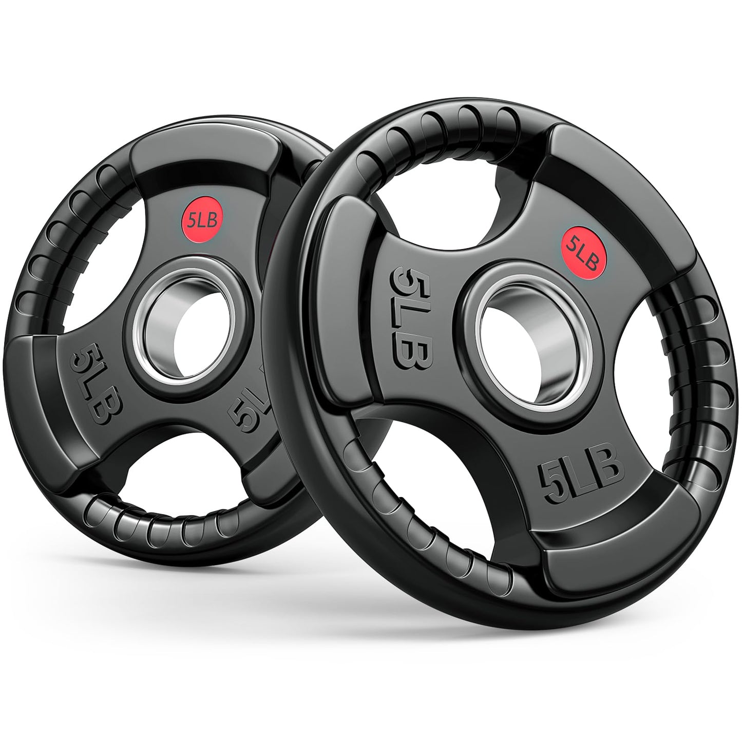 GIKPAL 2-Inch Rubber Olympic Grip Weight Plates, Barbell Plates for Strength Training and Weightlifting – 2.5, 5, 10, 25, 35, 45 lbs Options for Home or Gym