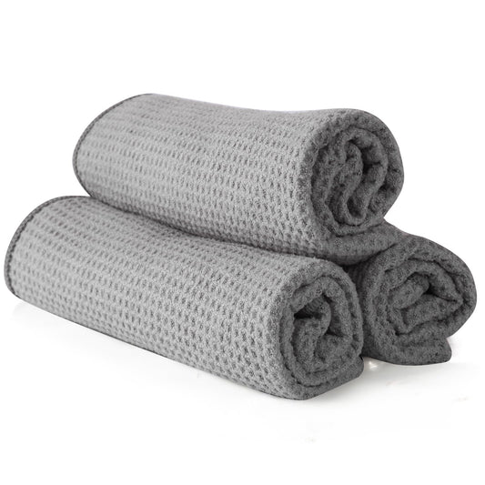 Microfiber Gym Towel Set (3 Pack, Pure Grey) – Super Soft, Quick-Drying, and Highly Absorbent Towels for Men & Women – Perfect for Fitness, Yoga, Cycling, and Swimming
