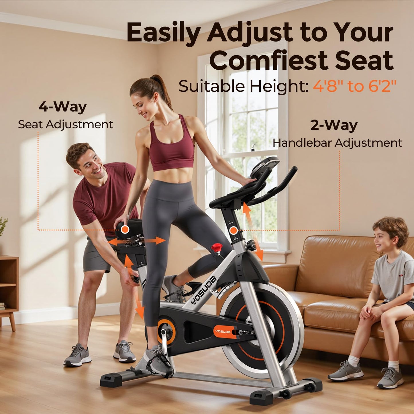 YOSUDA Exercise Bike, Magnetic Brake Pad Stationary Bike for Home Gym with 300 lb Weight Capacity, Quiet Belt Drive, Tablet Holder, Exclusive Fitness App & Indoor Cycling Workouts for Weight Loss