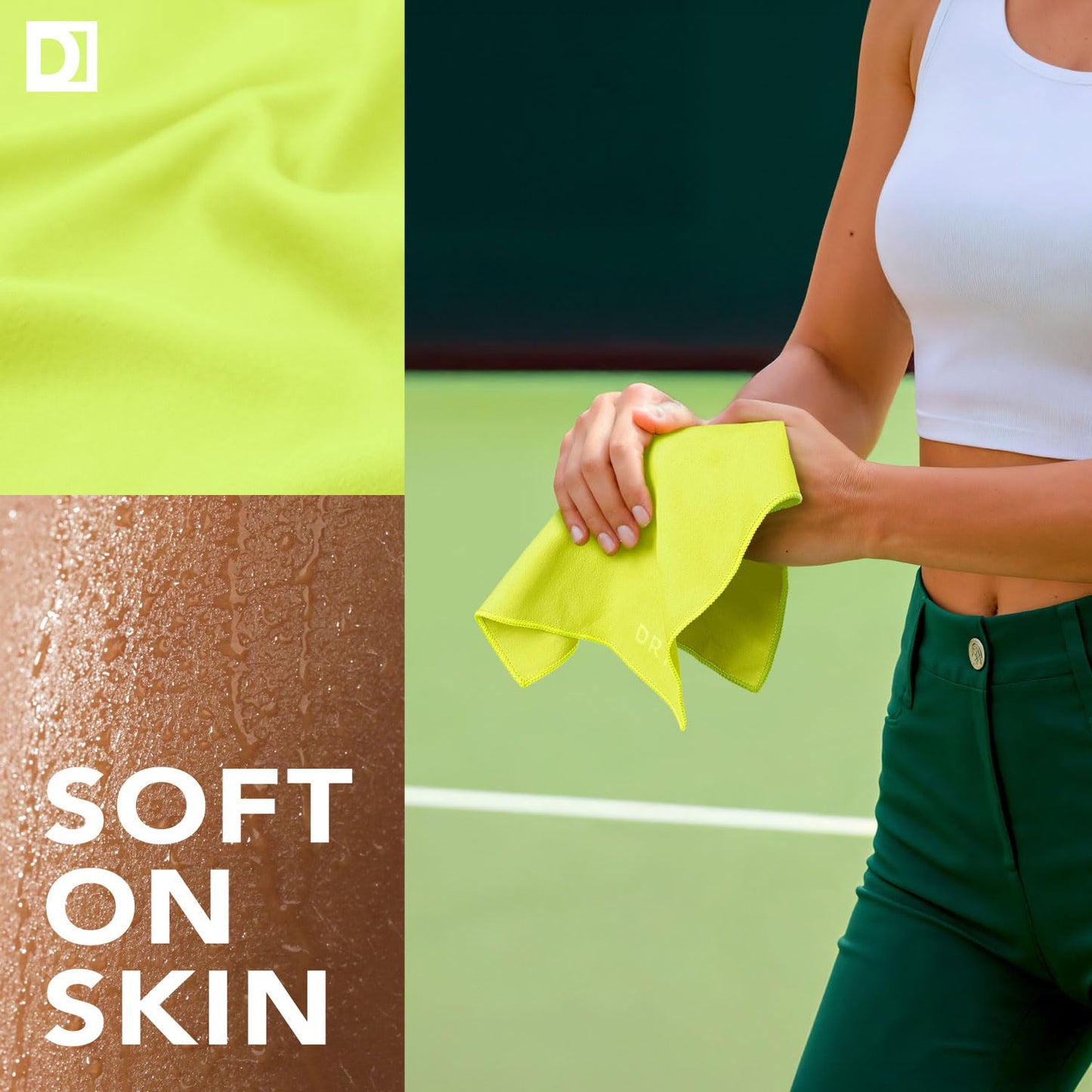 Sweat Absorbing Handkerchiefs (5 Pack, High-Vis Yellow) – The Original Pocket-Sized Sweat Towels | Quick-Dry Microfiber Sweat Rags for Face, Hands & Body | Ideal for Gym, Sports, Running & Work – For Men & Women