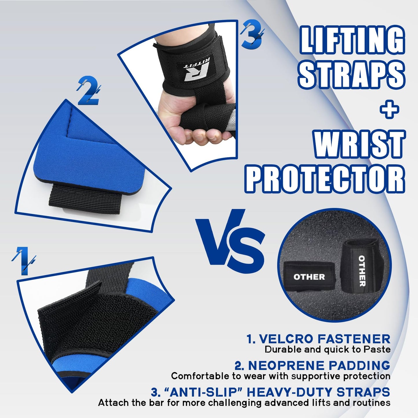 Wrist Straps for Weightlifting, RitFit Lifting Wraps for Wrist Support in Gym, Bodybuilding, MMA, Powerlifting, and Strength Training, Men and Women