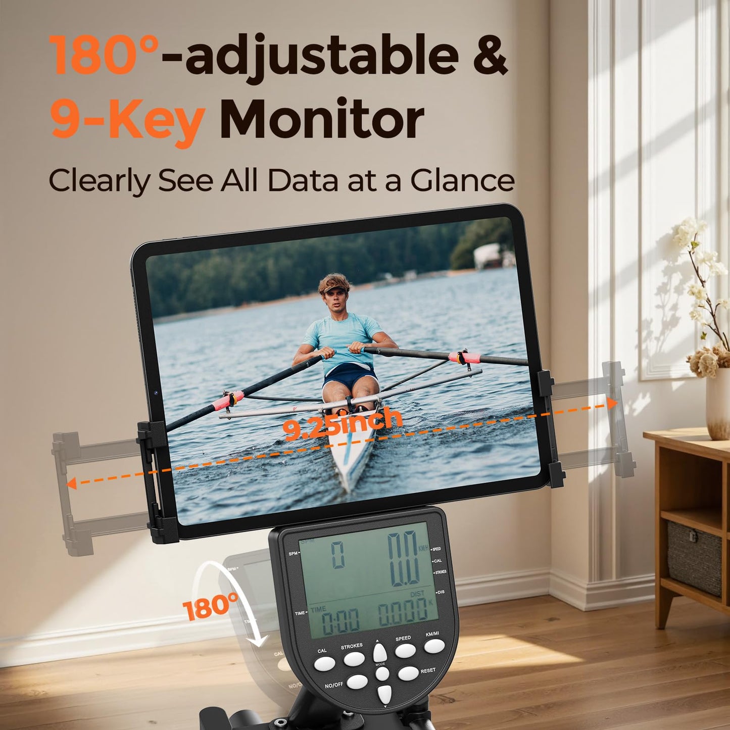 Magnetic/Water Rowing Machine for Home, Bluetooth App Supported Rower with Comfortable Seat for Taller Users