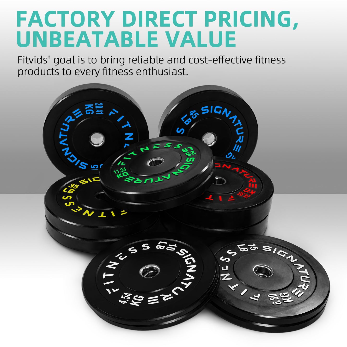 Fitvids Olympic Bumper Plates Set, 2" Weight Plates for Strength Training & Weightlifting, Pairs or Sets, or Sets with Barbell – Multiple Options