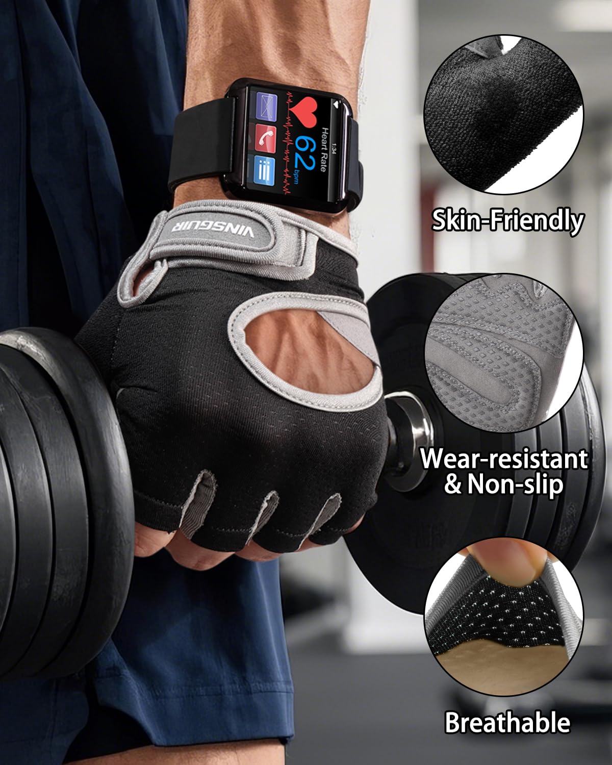 Workout Gloves for Women and Men, Breathable Weight Lifting Gloves with Cushion Pads and Strong Grip for Gym, Training, and Cycling