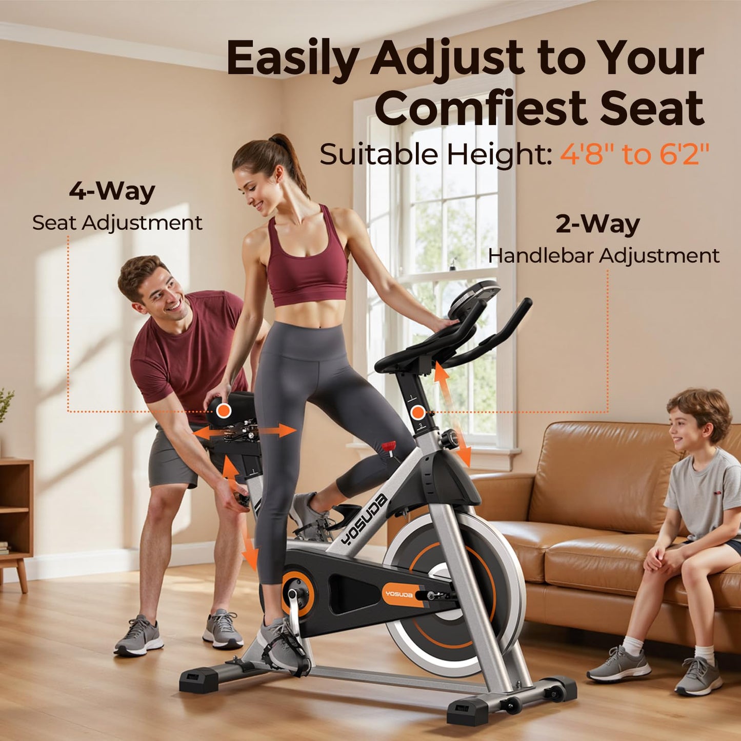 YOSUDA Exercise Bike – Magnetic Stationary Indoor Cycling Bike with 300 lb Weight Capacity, Brake Pad System, Low Noise, Tablet Holder & Exclusive App for Home Cardio and Weight Loss Workouts