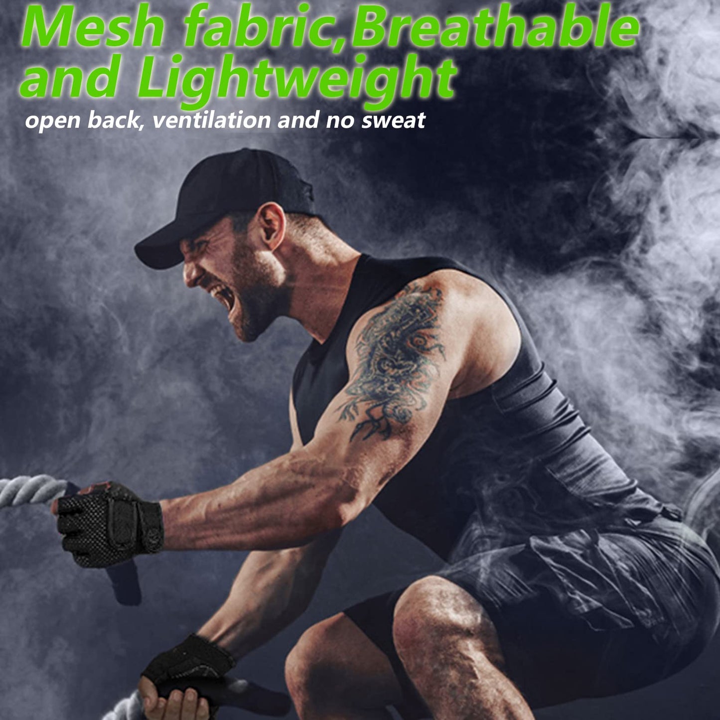 Padded Weight Lifting Gloves for Men and Women, 3MM Gel Fingerless Grip Gym Gloves for Exercise, Cycling, Pull Ups, and Rowing