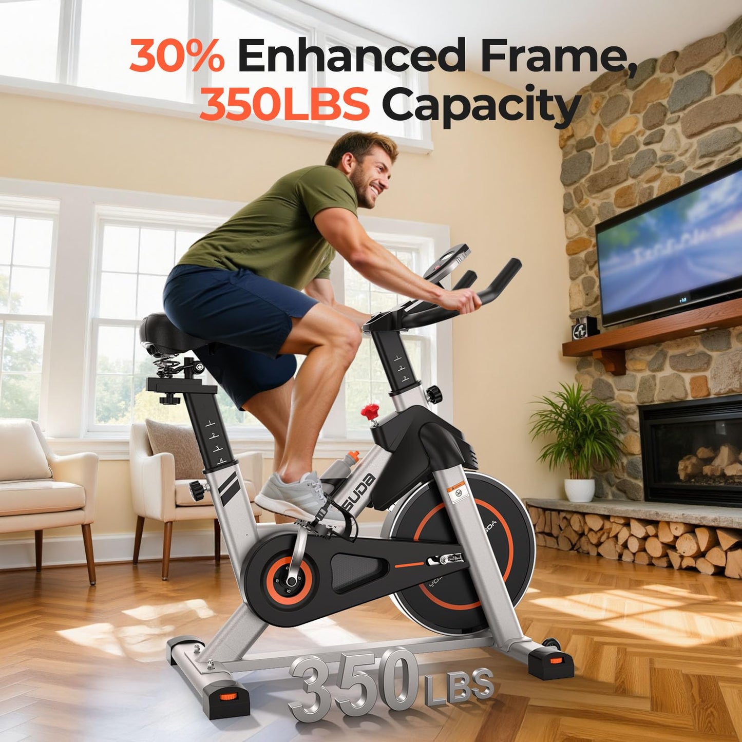 YOSUDA Exercise Bike, Brake Pad Stationary Bike for Home with Exclusive App, Magnetic Indoor Cycling Bike with 300 lb Weight Capacity, Low Noise, Tablet Holder and Fitness Courses for Weight Loss