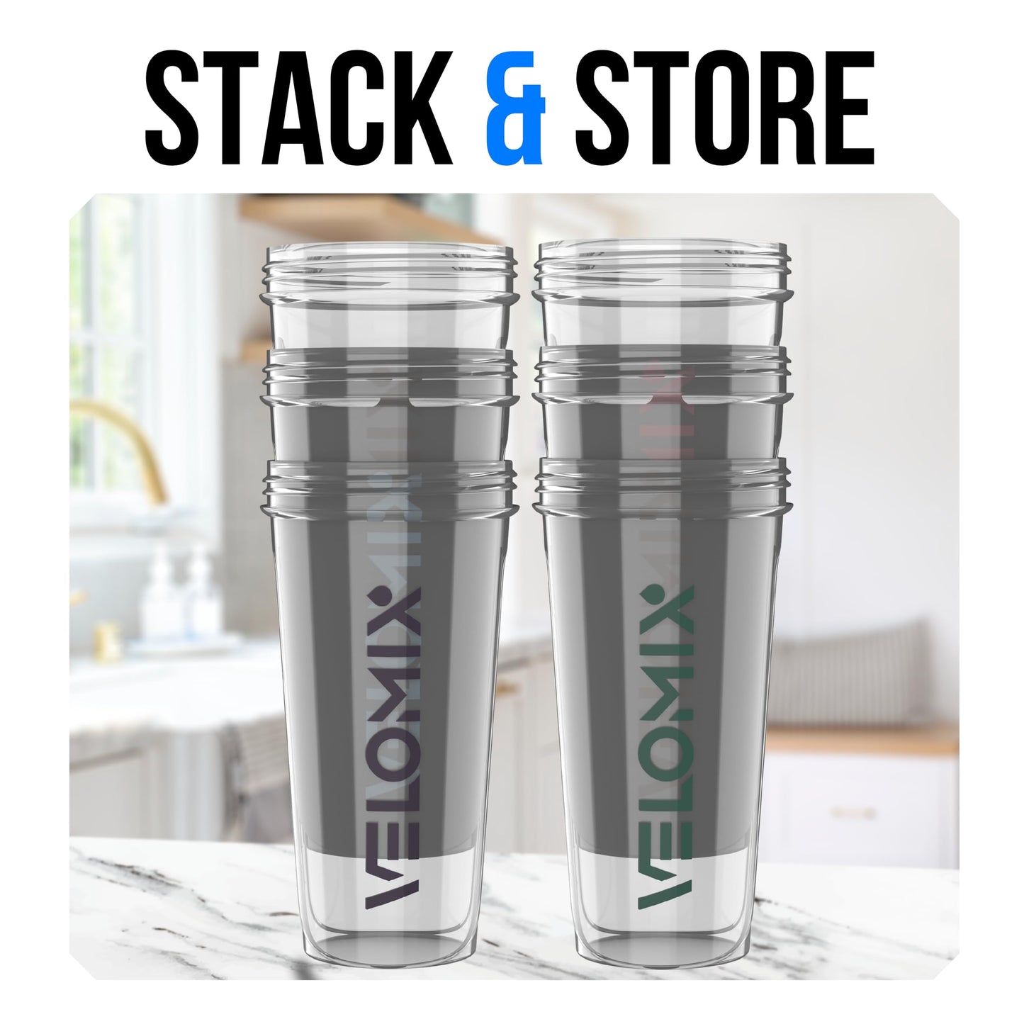 VELOMIX Protein Shaker Bottle 6-Pack (28oz) – Includes 6 Wire Whisks | Leak-Proof Shaker Cups for Protein Shakes & Pre-Workout Drinks | Durable Mixing Bottles for Gym, Fitness, and Smoothies (Muted Clarity)