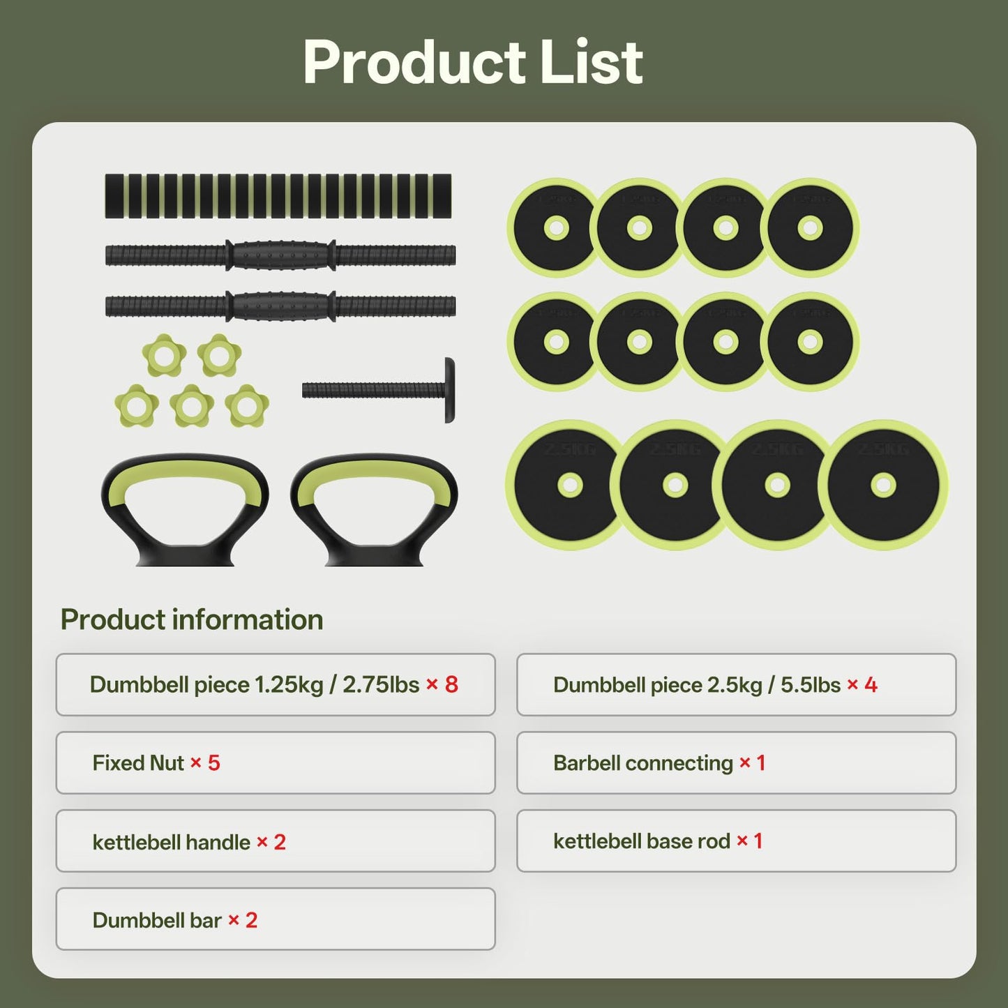 Adjustable 4-in-1 Dumbbell Set with Connector, Converts to Barbell, Kettlebell, Push-Up Stand and Ab Roller for Home Gym Workouts