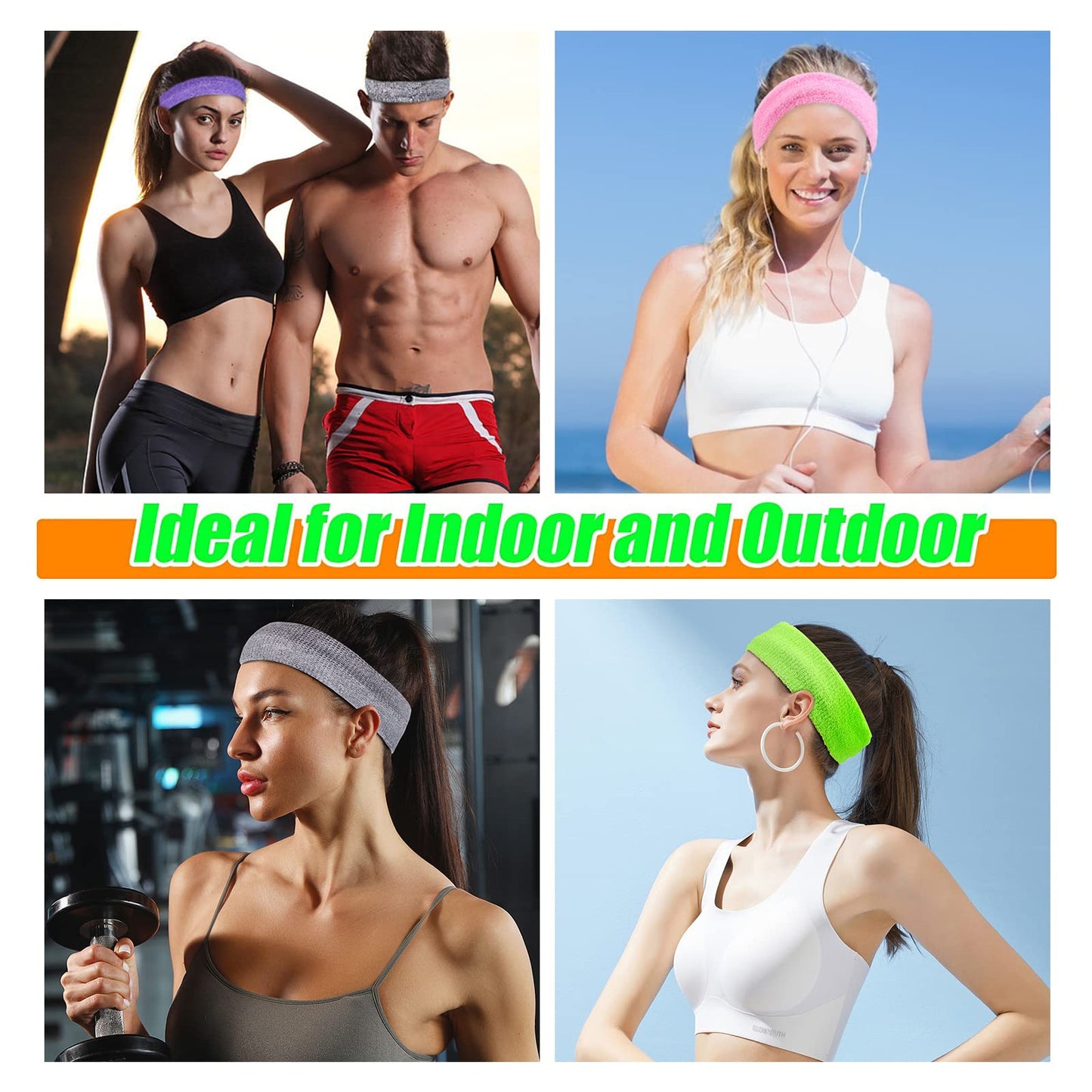 Yeshan 12-Pack Athletic Sweatbands – Wicking & Stretchy Sports Headbands, Yoga Head Wraps, and Hairbands for Men & Women | Soft Towel Material for Workouts, Running, Fitness, and Fashion