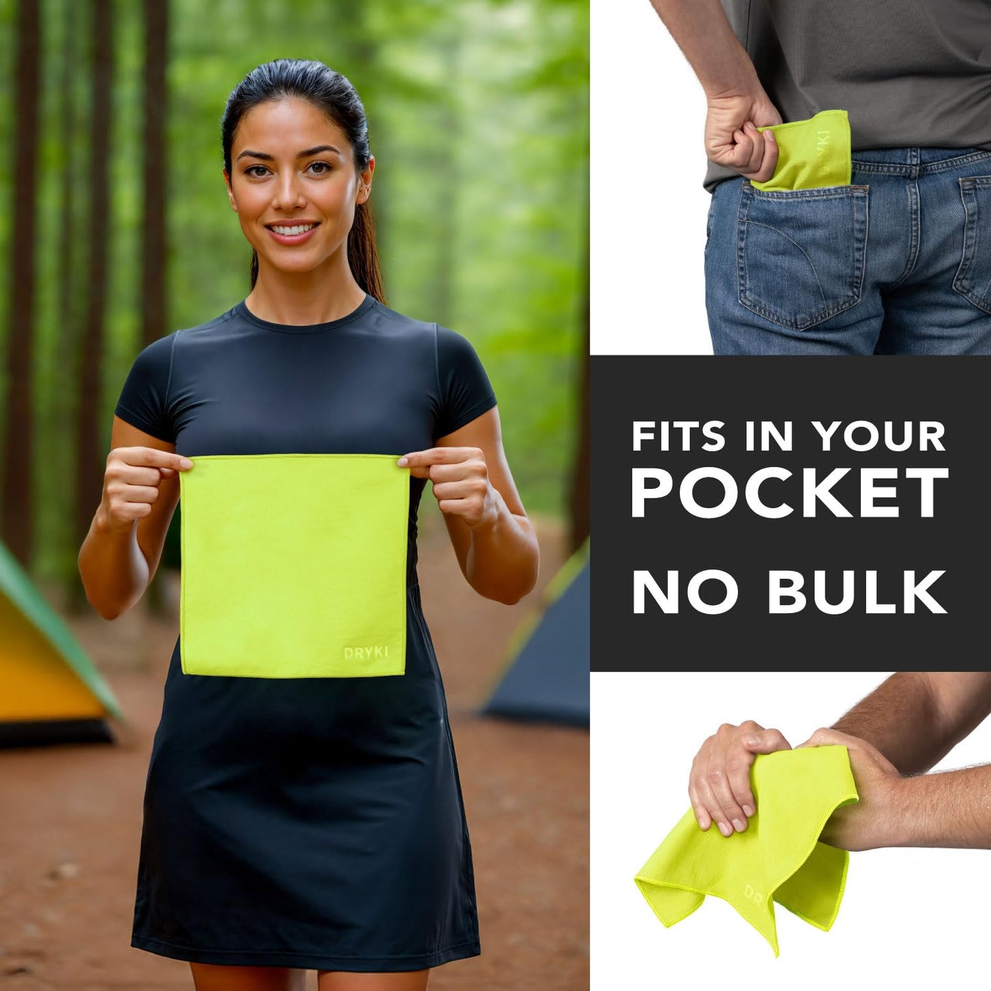 Sweat Absorbing Handkerchiefs (5 Pack, High-Vis Yellow) – The Original Pocket-Sized Sweat Towels | Quick-Dry Microfiber Sweat Rags for Face, Hands & Body | Ideal for Gym, Sports, Running & Work – For Men & Women