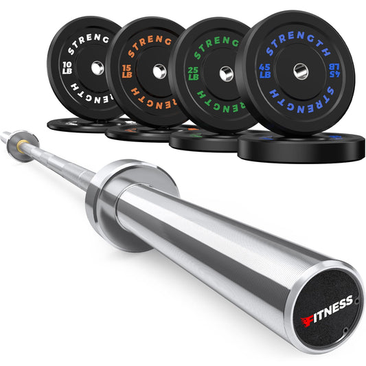 Olympic Rubber Bumper Weight Set – 2" Barbell Plates for Home Gym Strength Training, Durable Rubber Coated Plates for Powerlifting, Squats & Deadlifts