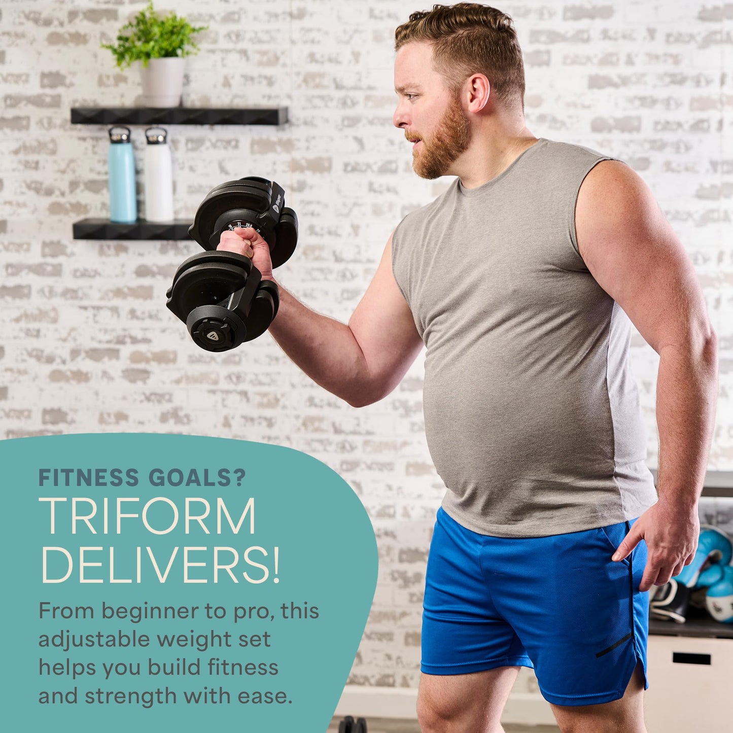 Adjustable 5-in-1 Dumbbell Set 15/25/43/55 lbs with Rack, Quick Adjust Compact Hand Weights for Home Gym Fitness