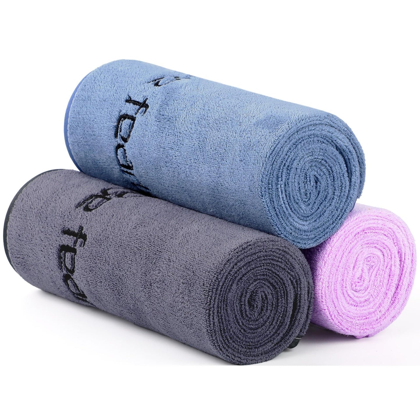 Microfiber Gym Towels (3 Pack, Grey+Blue+Purple) – Large 15"x31" 380-GSM Super Soft, Quick-Drying Towels for Exercise, Fitness, Sports & Workouts
