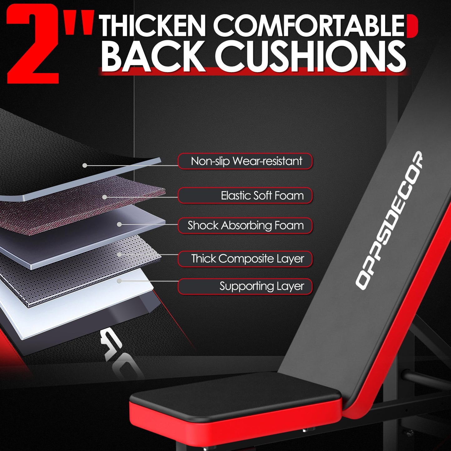 OPPSDECOR 6-in-1 Adjustable Weight Bench Set with Squat Rack – Leg Developer and Preacher Curl Rack for Home Gym Strength Training, Supports 660 lbs