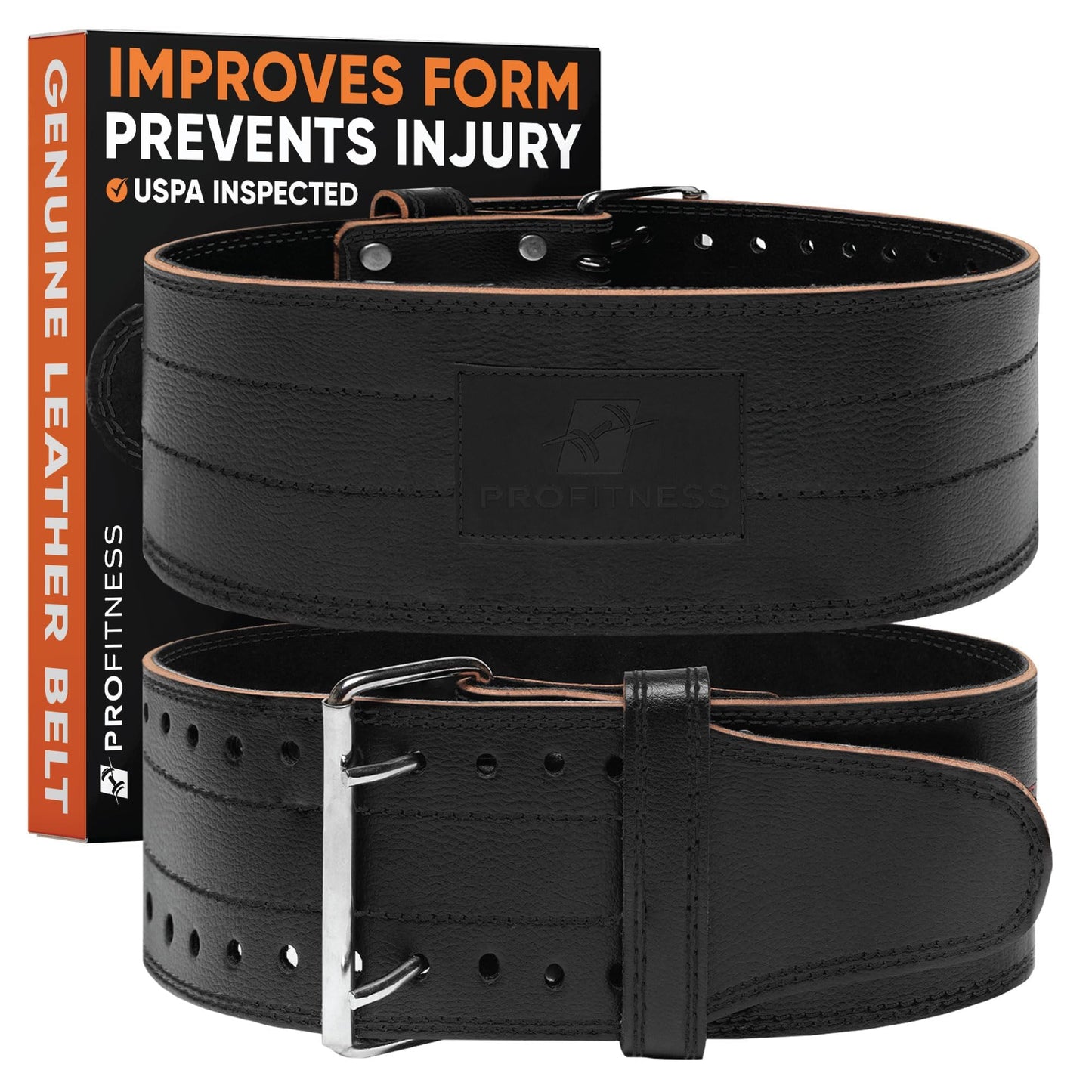 Leather Weight Lifting Belt 5mm Thick for Men and Women, Adjustable Back Support Belt for Squats, Deadlifts, and Weightlifting Workouts
