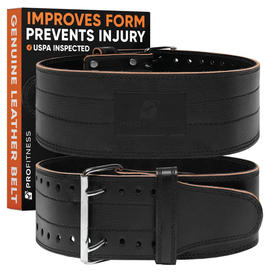 Leather Weight Lifting Belt 5mm Thick for Men and Women, Adjustable Back Support Belt for Squats, Deadlifts, and Weightlifting Workouts