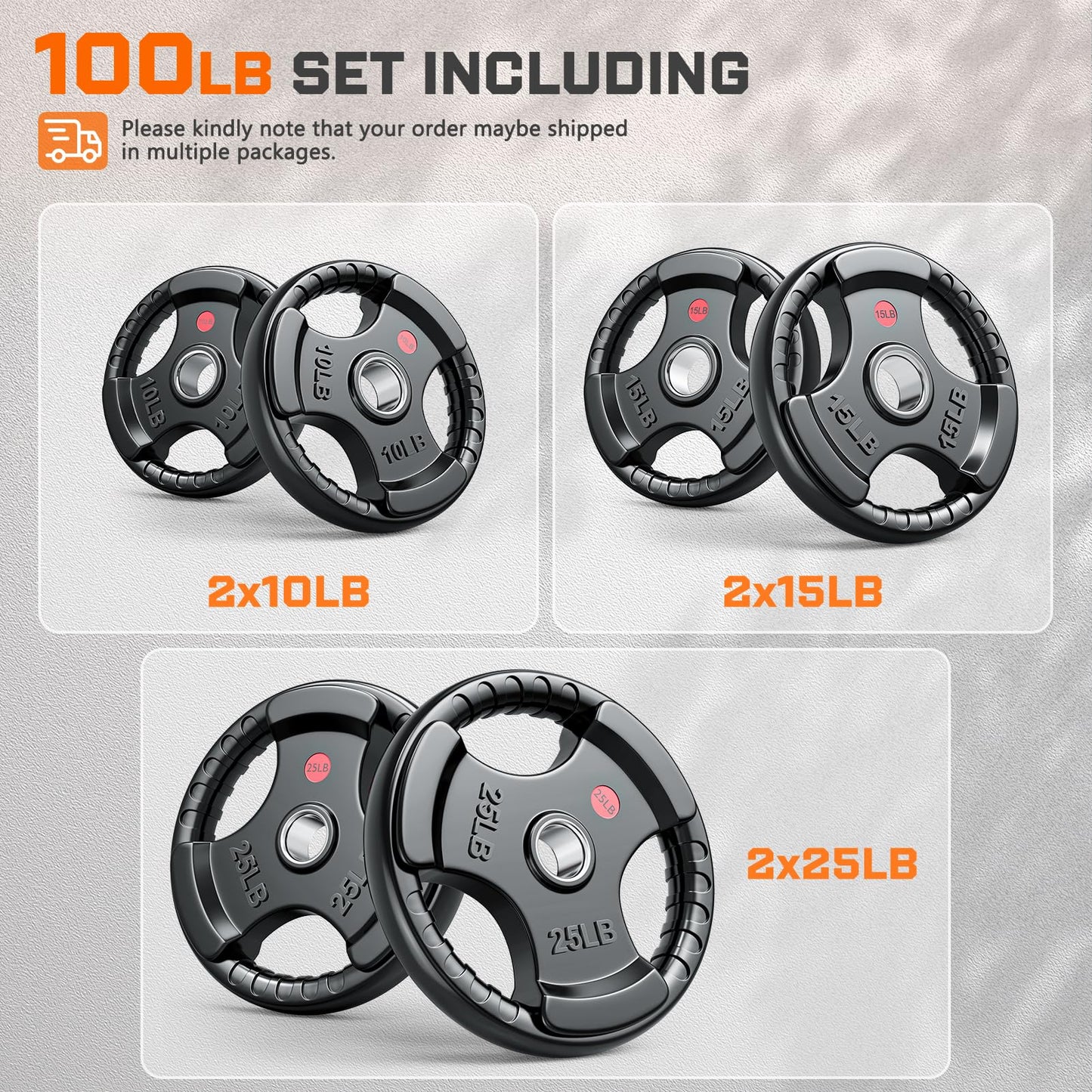 XDDIAS 2-Inch Olympic Rubber Weight Plates, Solid Cast Iron Grip Plates for Strength Training, Weightlifting, and Bodybuilding – Pairs and Sets for Home or Gym