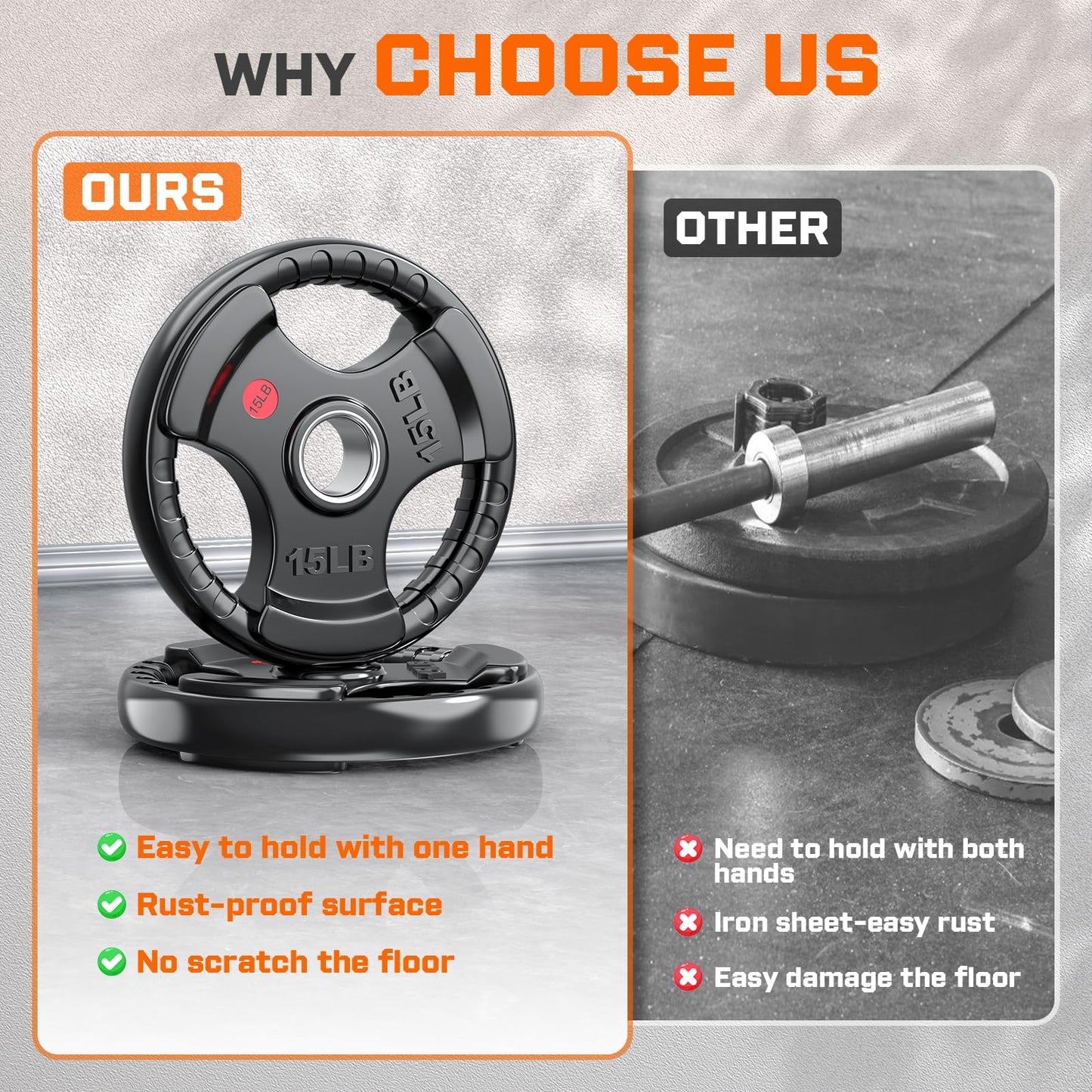 XDDIAS 2-Inch Olympic Rubber Weight Plates, Solid Cast Iron Grip Plates for Strength Training, Weightlifting, and Bodybuilding – Pairs and Sets for Home or Gym