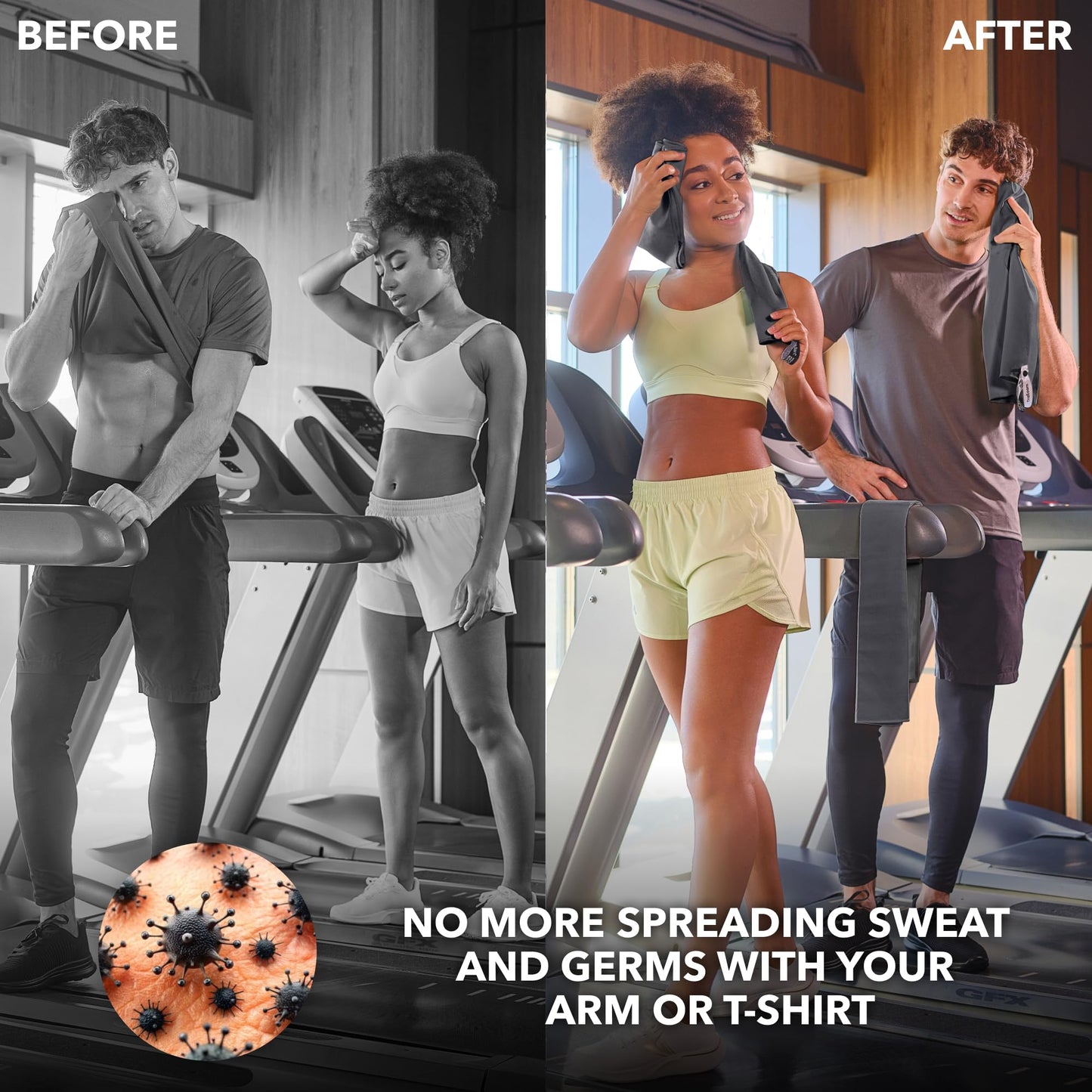 Microfiber Workout Towels (Set of 5, Dark Gray) – Quick Dry, Odor-Free & Highly Absorbent Gym Towels for Men & Women | Ideal for Hot Yoga, Running, Tennis, Exercise, Camping & Sports