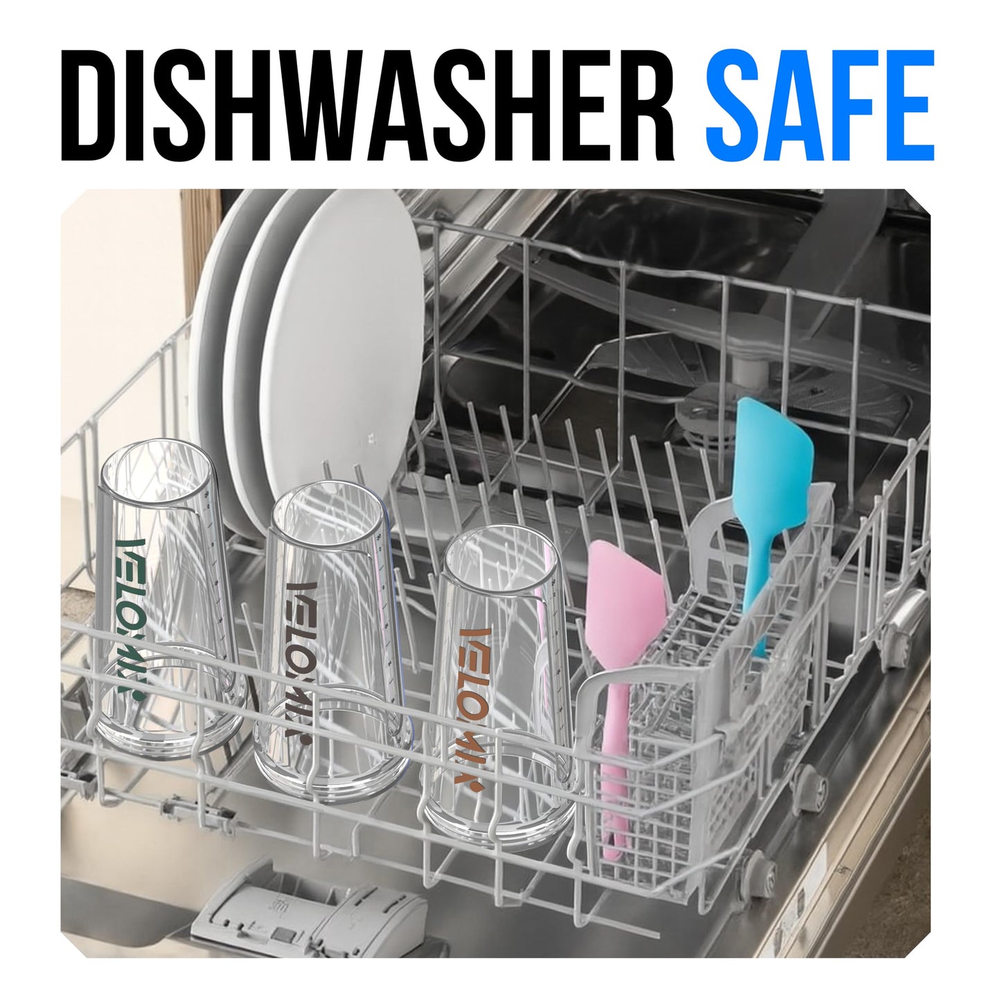 VELOMIX Protein Shaker Bottle 6-Pack (28oz) – Includes 6 Wire Whisks | Leak-Proof Shaker Cups for Protein Shakes & Pre-Workout Drinks | Durable Mixing Bottles for Gym, Fitness, and Smoothies (Muted Clarity)