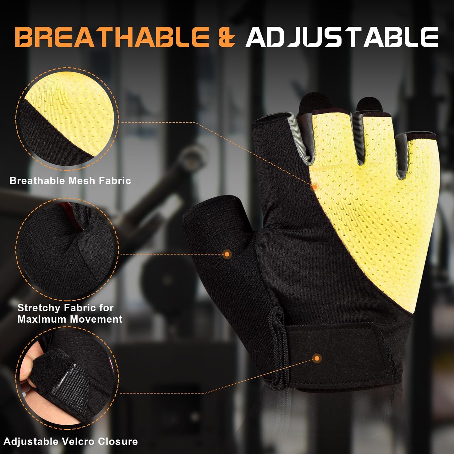 Fingerless Breathable Workout Gloves for Weightlifting, Cycling, and Gym Workouts