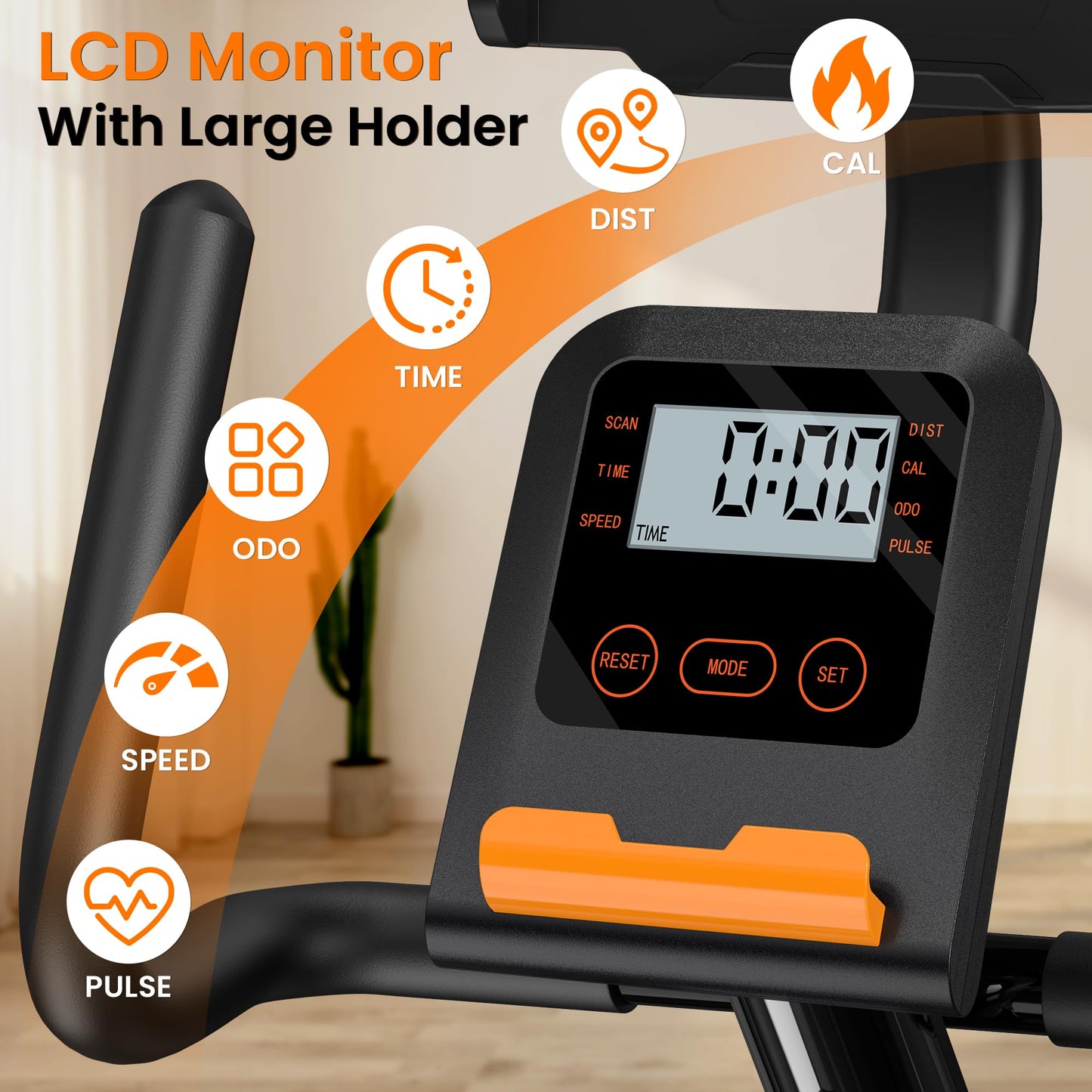 **Recumbent Exercise Bike for Home – Quiet Magnetic Stationary Bike for Adults & Seniors, 16-Level Resistance, Adjustable Seat, 400LB Capacity, Heart Rate Pulse Sensors & LCD Monitor**