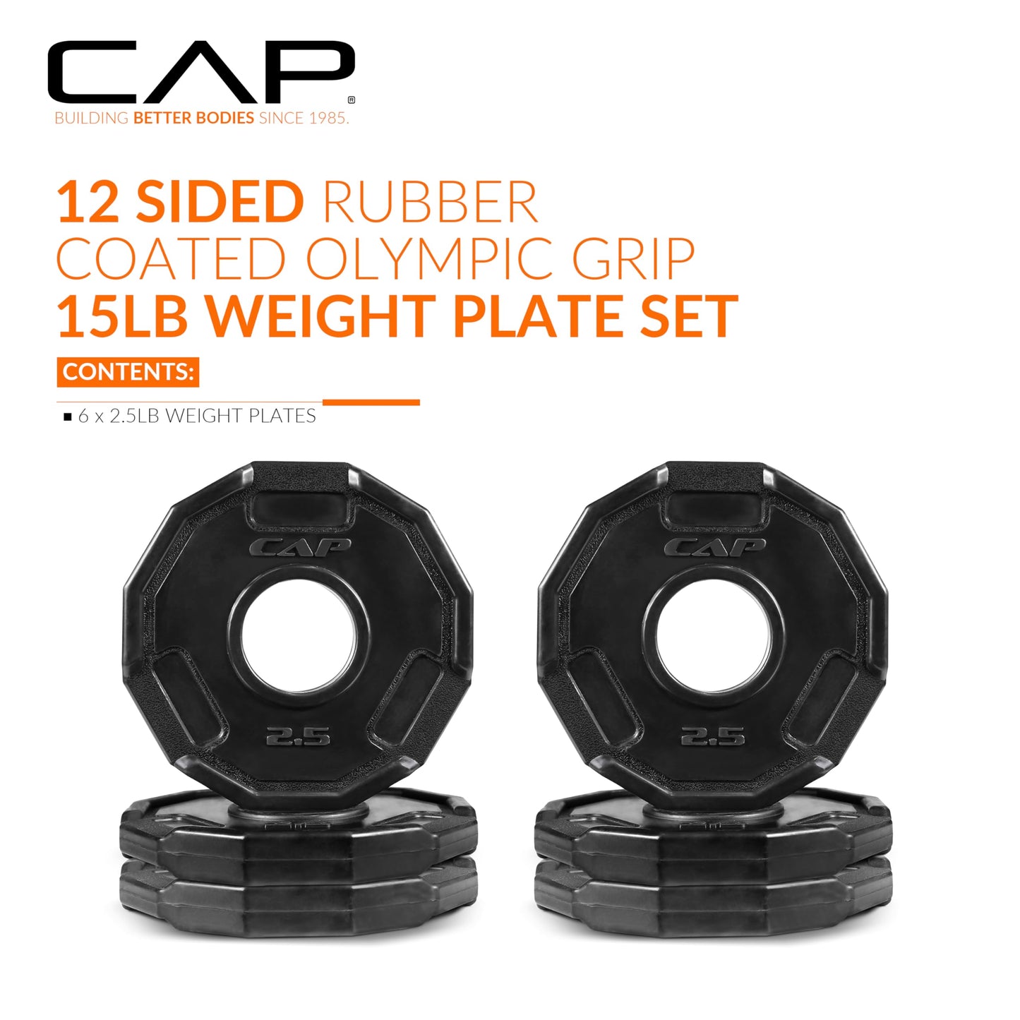 CAP Barbell 2-Inch Olympic Weight Plate – Cast Iron Barbell Plates for Strength Training, Powerlifting, and Weightlifting | Multiple Weight Options