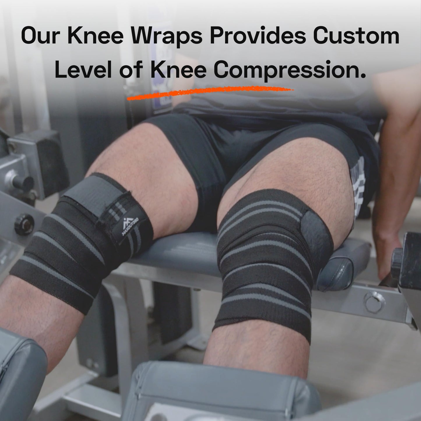 Knee Wraps for Weightlifting (Pair) – 78" Cotton Elastic Knee Straps for Squats, Leg Workouts & Powerlifting – Compression Support Wraps for Strength Training, Gym & Fitness – Black