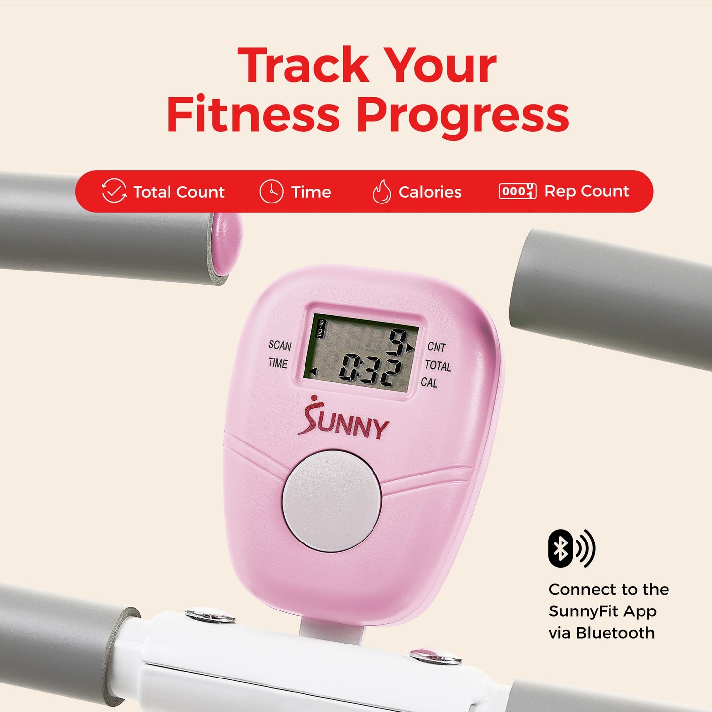 Sunny Health & Fitness Smart Row-N-Ride Glute & Leg Trainer – Foldable Squat Assist Rower with Exclusive SunnyFit App Connection, Adjustable Resistance & Digital Monitor for Home Workout