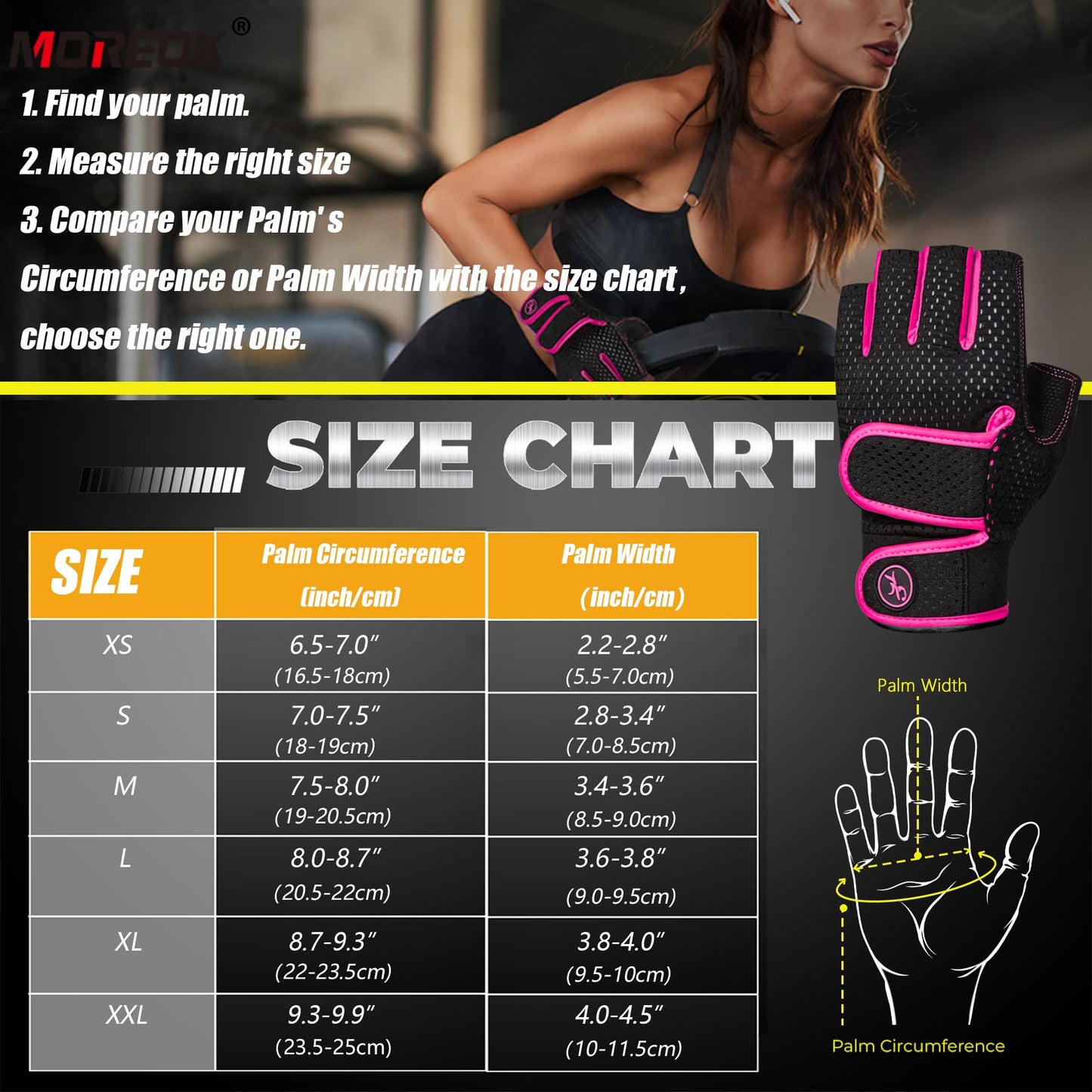 Padded Weight Lifting Gloves for Men and Women, 3MM Gel Fingerless Grip Gym Gloves for Exercise, Pull Ups, Cycling, and Rowing