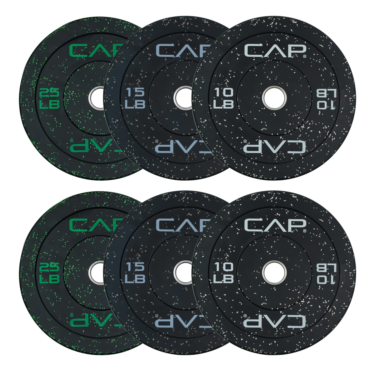 CAP Barbell 2-Inch Olympic Bumper Plate Set 100–370 lbs – Rubber-Coated Weight Plates for Strength Training, Powerlifting, and Weightlifting | Multiple Options