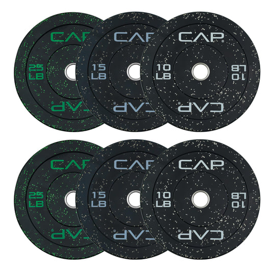 CAP Barbell 2-Inch Olympic Bumper Plate Set 100–370 lbs – Rubber-Coated Weight Plates for Strength Training, Powerlifting, and Weightlifting | Multiple Options